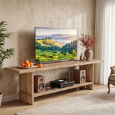 Tribesigns 71 Inch Solid Wood TV Stand with 2-Tier Storage, Media Console for 55 to 85 Inch TVs 3