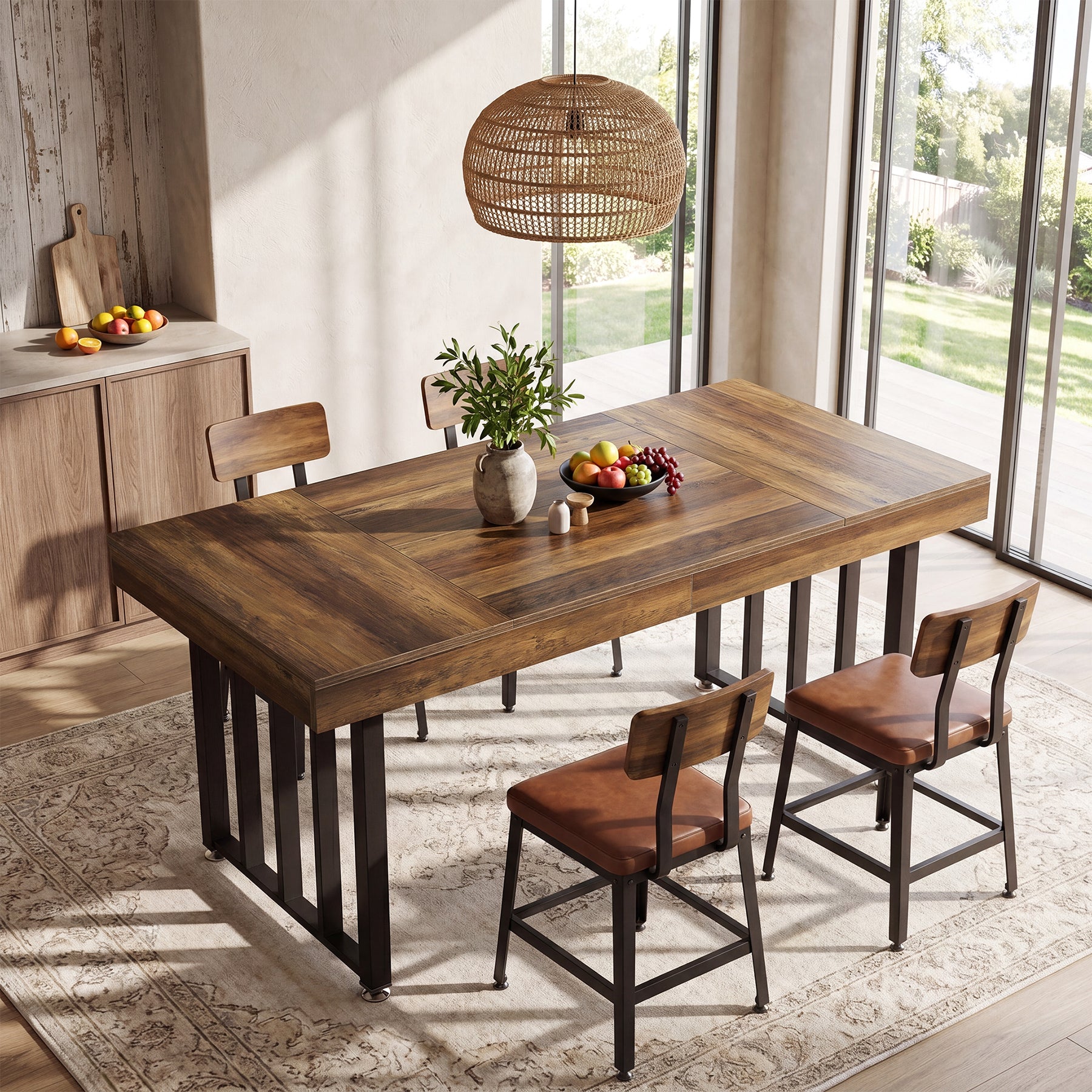 55-Inch Rectangular Dining Table for 4, Thick-Top Kitchen Table for Small Spaces