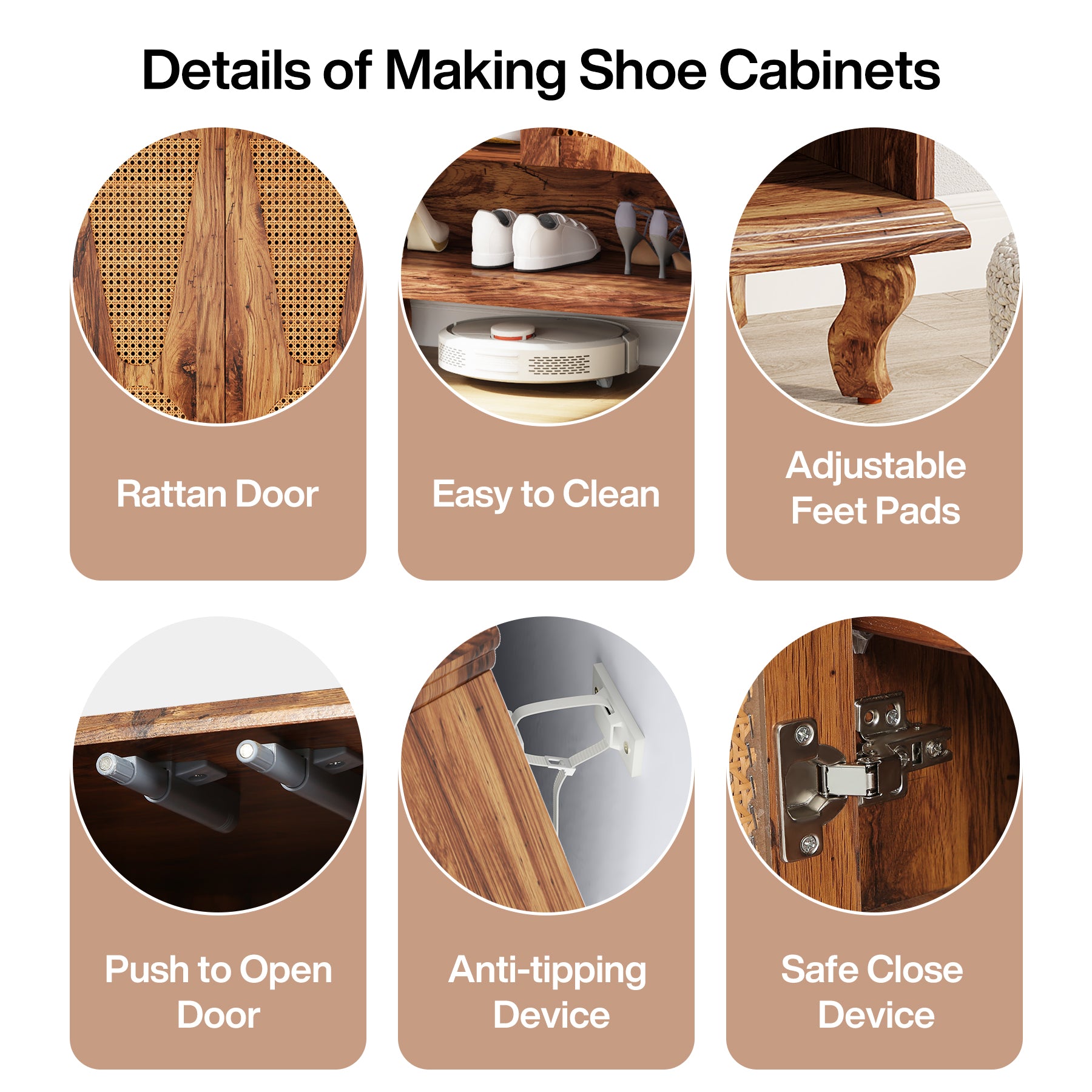 Tribesigns Rattan Shoe Cabinet, 5-Tier Hidden Shoe Storage for Entryway