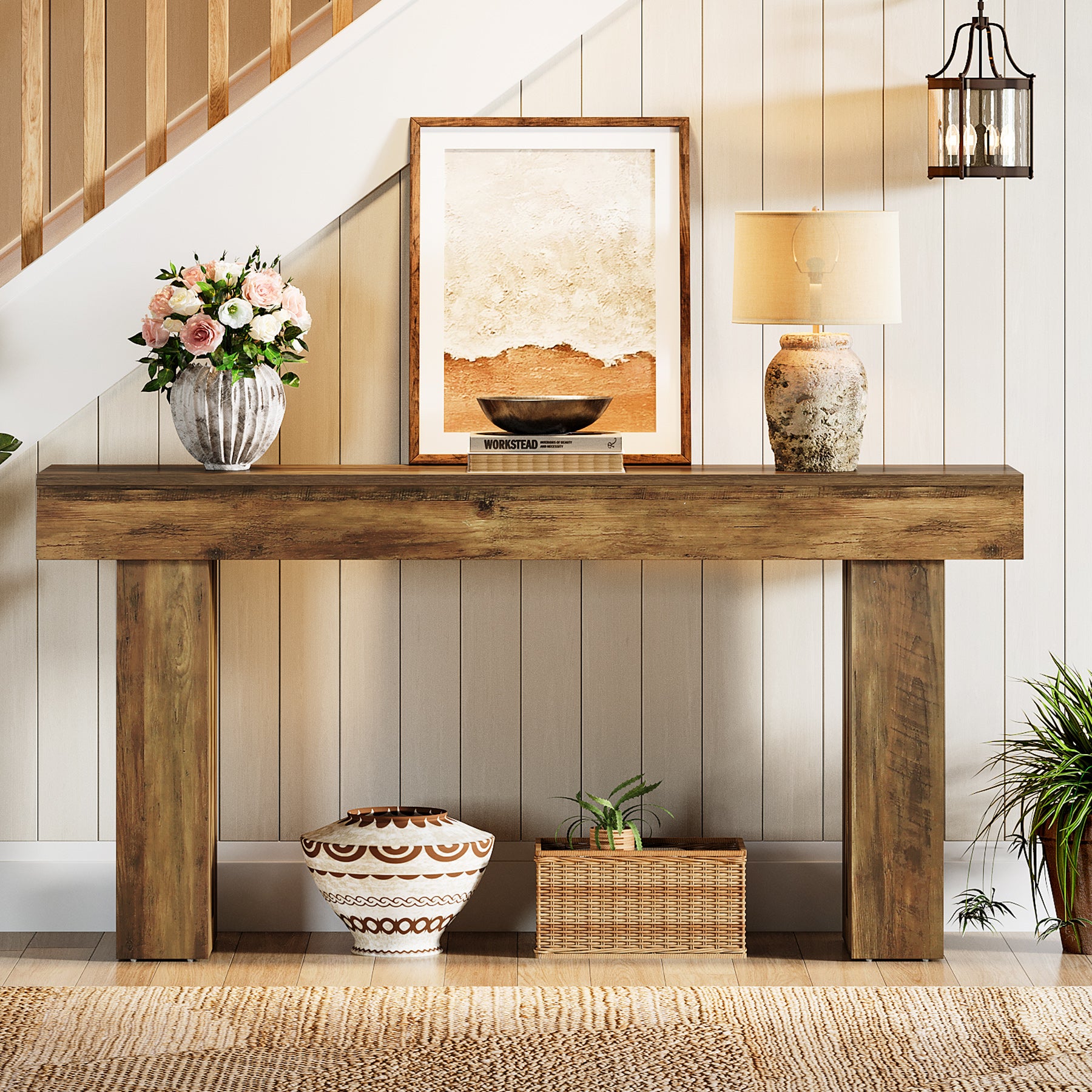 63 Inch Narrow Console Table, Modern Sofa Table for Entryway Living Room