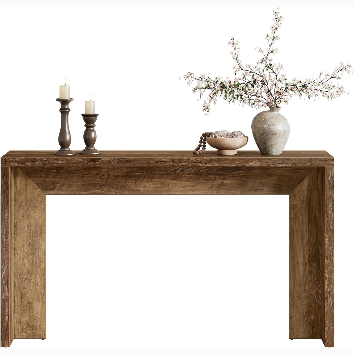 55" Farmhouse Console Table with Storage - Rustic Sofa Table for Hallway & Living Room