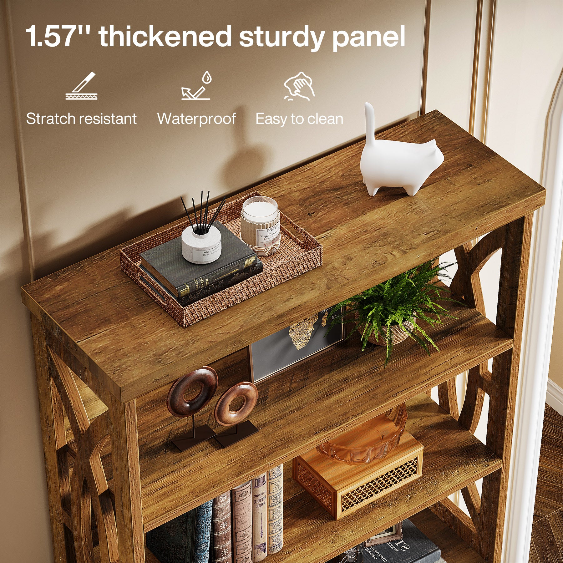 Tribesigns 70.8-Inch Tall Bookshelf, 6-Tier Rustic Wooden Bookcase with Anti-Tipping Kit