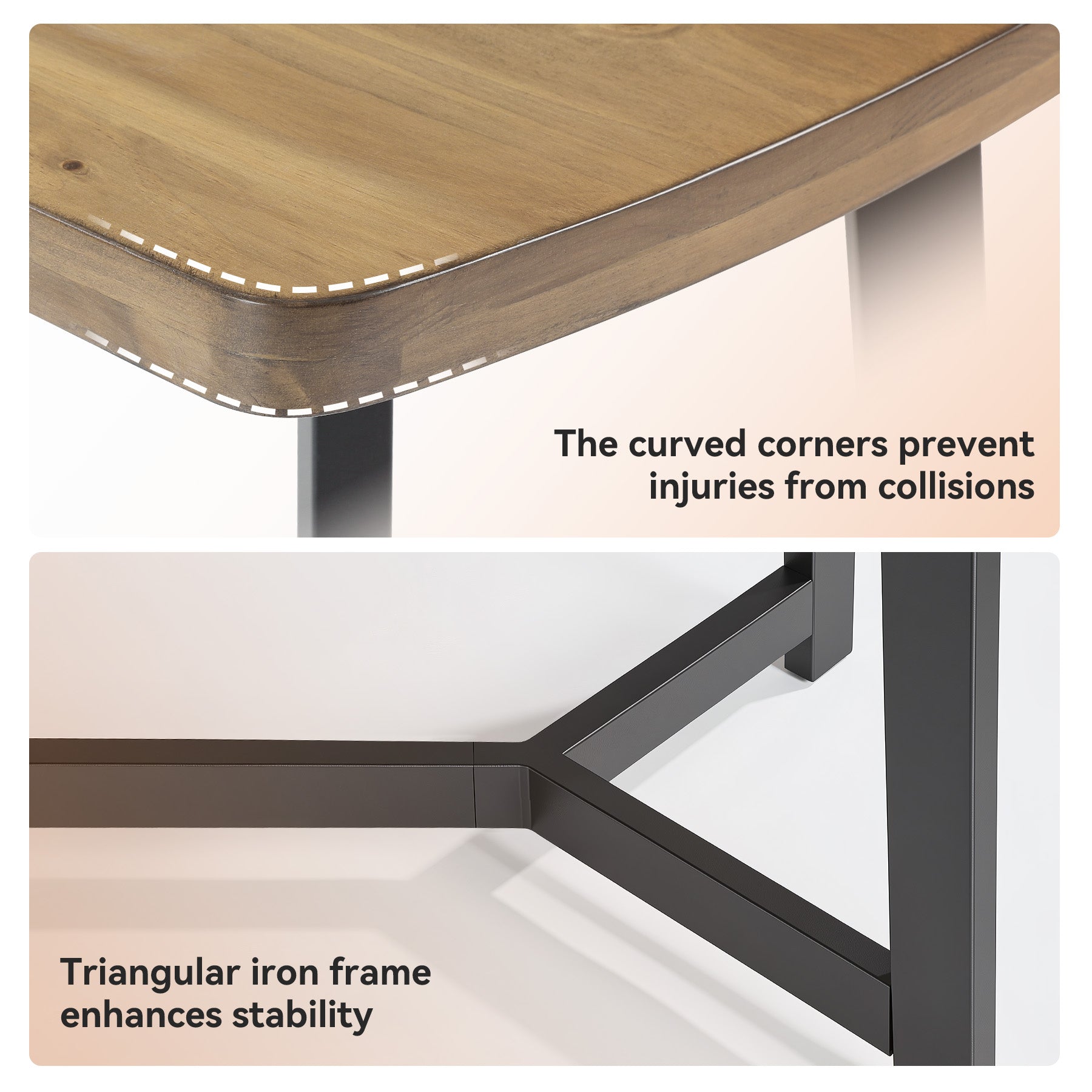 Tribesigns 63-Inch Solid Pine Wood Office Desk, Large Computer Desk with Metal Frame for Home Office