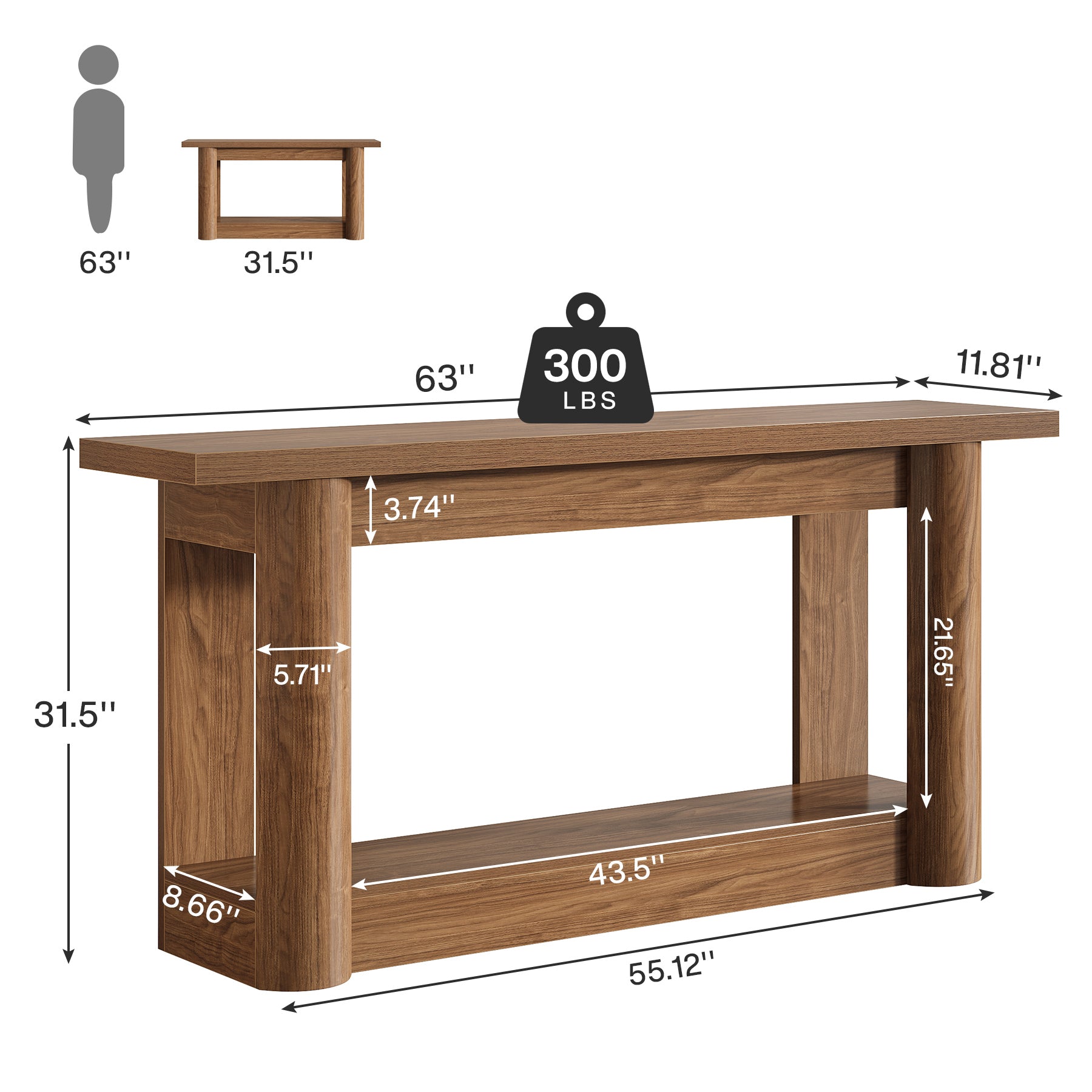 63" Tall Farmhouse TV Stand for 55–75 Inch TVs, Rustic Entertainment Center