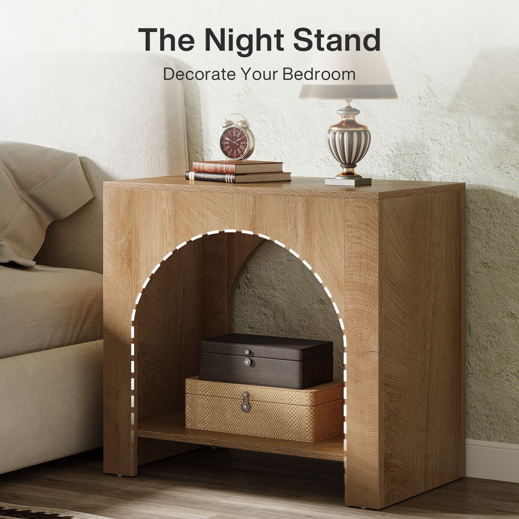 Tribesigns Large Nightstand with Storage, Farmhouse Bedside Table with Wooden Base for Bedroom