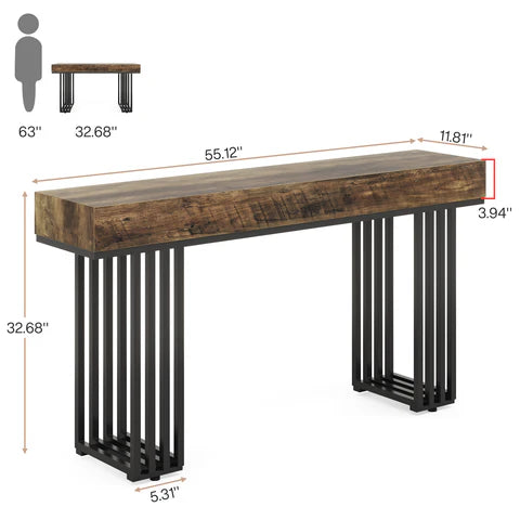 55-inch Console Table, Modern Entryway Table with Metal Legs