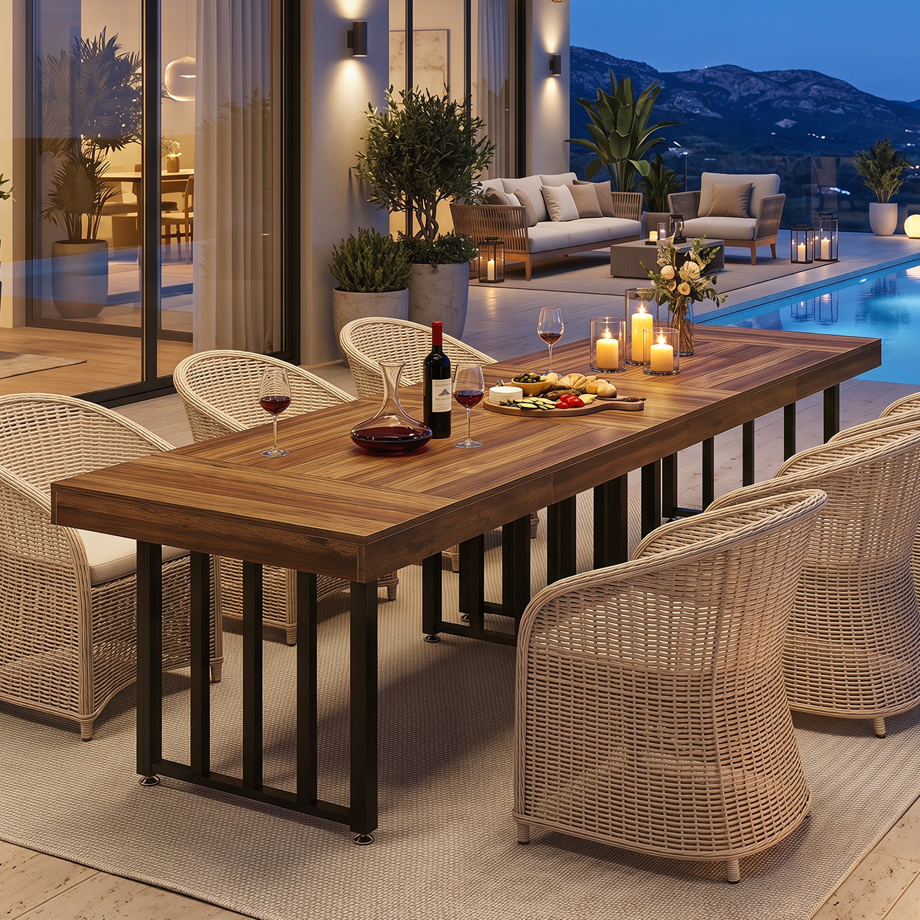 55-Inch Rectangular Dining Table for 4, Thick-Top Kitchen Table for Small Spaces