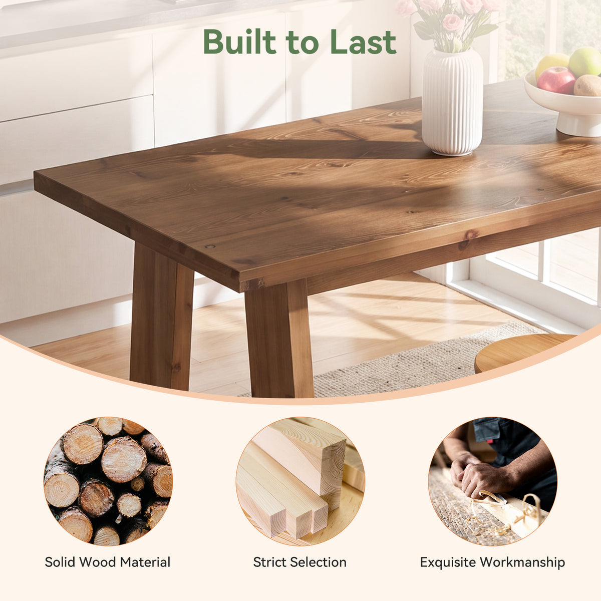 Tribesigns 63" Solid Wood Bar Table with A-Frame Footrest, Farmhouse Pub Table for Kitchen