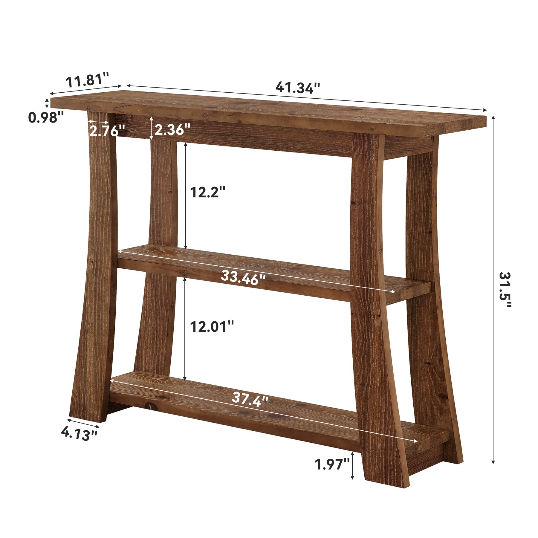Tribesigns 41.3 Inch Solid Wood Console Table with 3-Tier Storage, Farmhouse Hallway Table