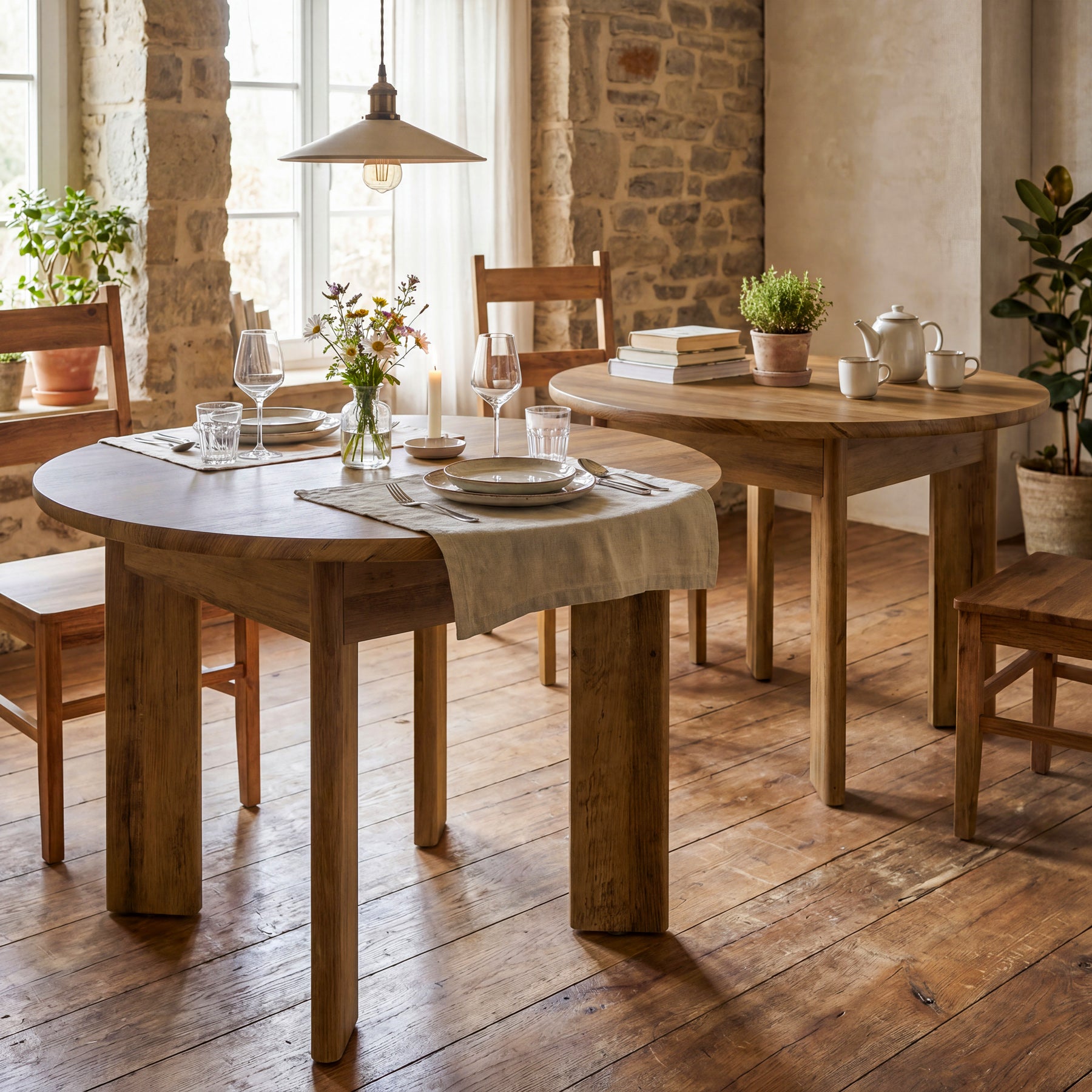 Tribesigns 39-Inch Round Dining Table for 4, Farmhouse Kitchen Table with Rounded Edge Design