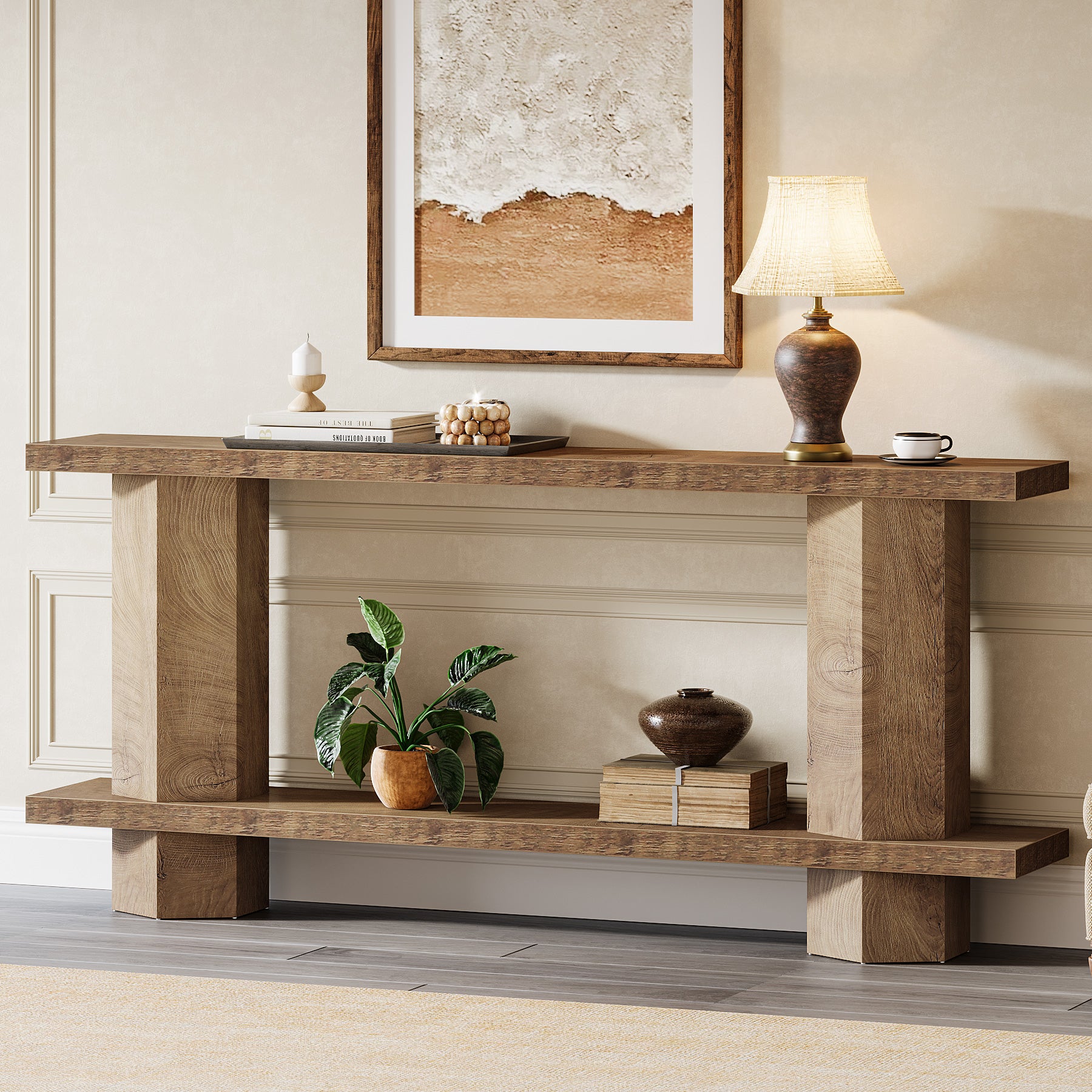 70.87-Inch Wooden Console Table for Entryway, Long Sofa Table Behind Couch