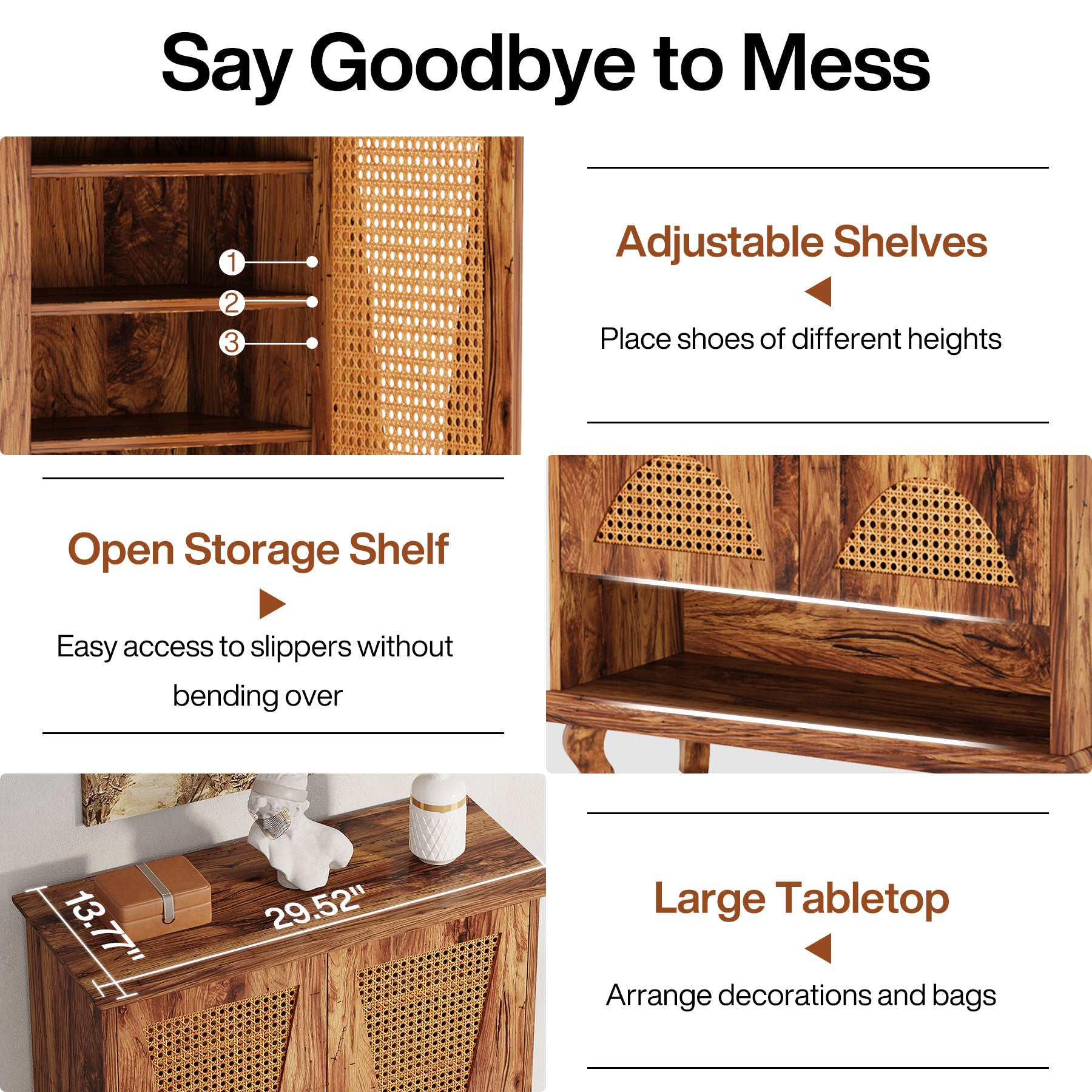 Tribesigns Rattan Shoe Cabinet, 5-Tier Hidden Shoe Storage for Entryway