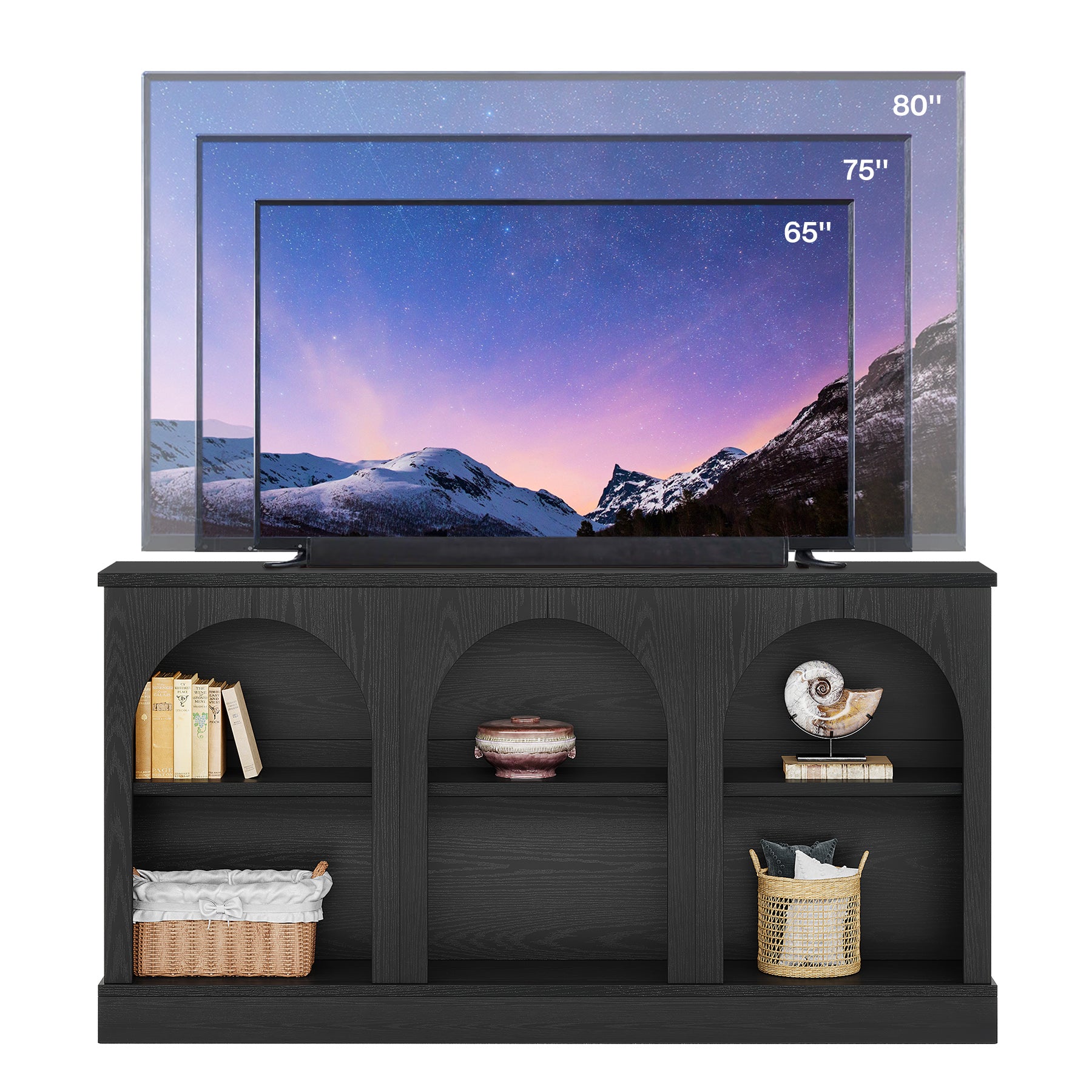 Tribesigns TV Stand for 55-65 Inch TV, Farmhouse Entertainment Center with Storage Cabinets