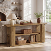 Tribesigns 63-Inch Farmhouse Console Table with 3-Tier Storage Shelves and Wide Panel Supports, Narrow Sofa Table for Living Room Hallway and Foyer 3