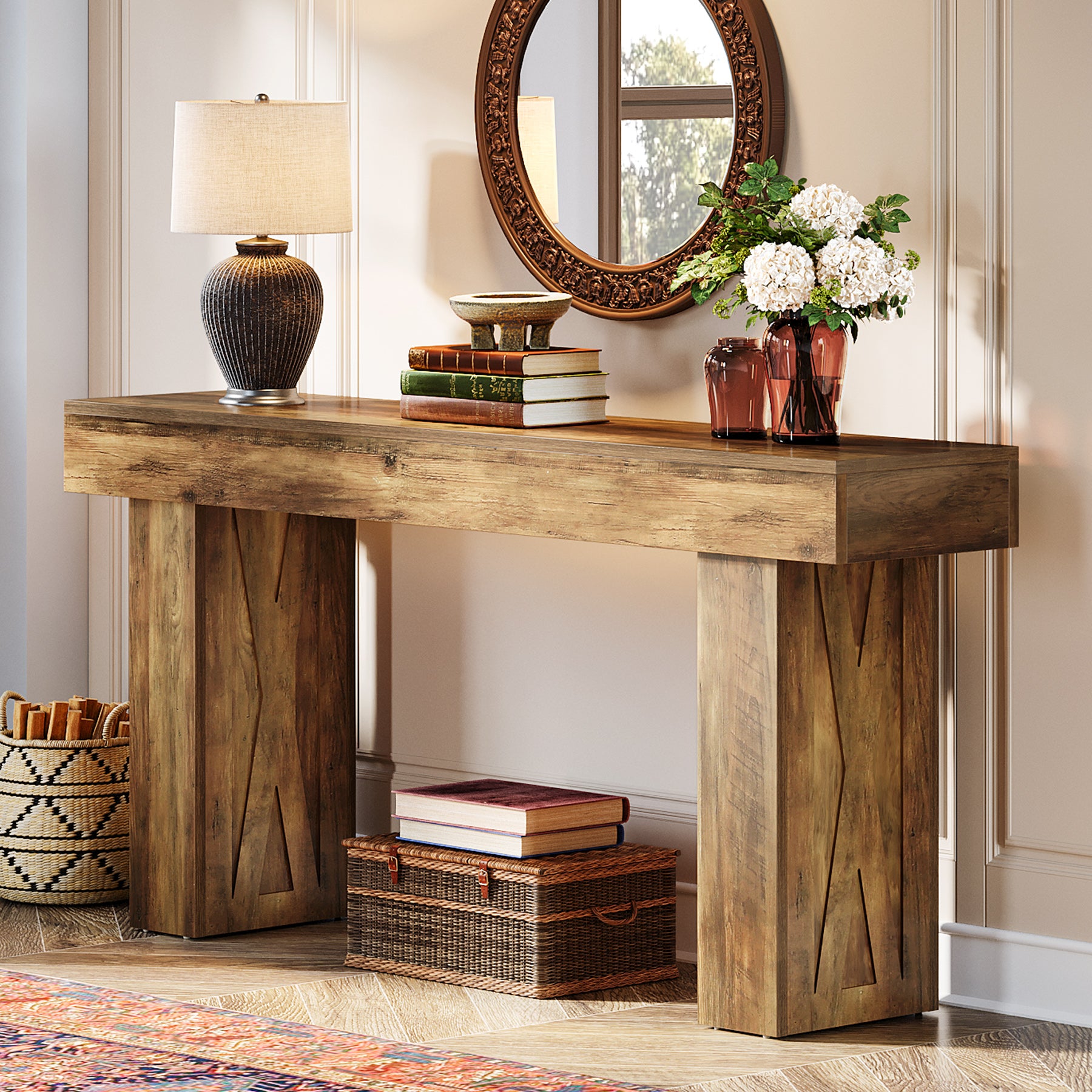 63 Inch Narrow Console Table, Modern Sofa Table for Entryway Living Room