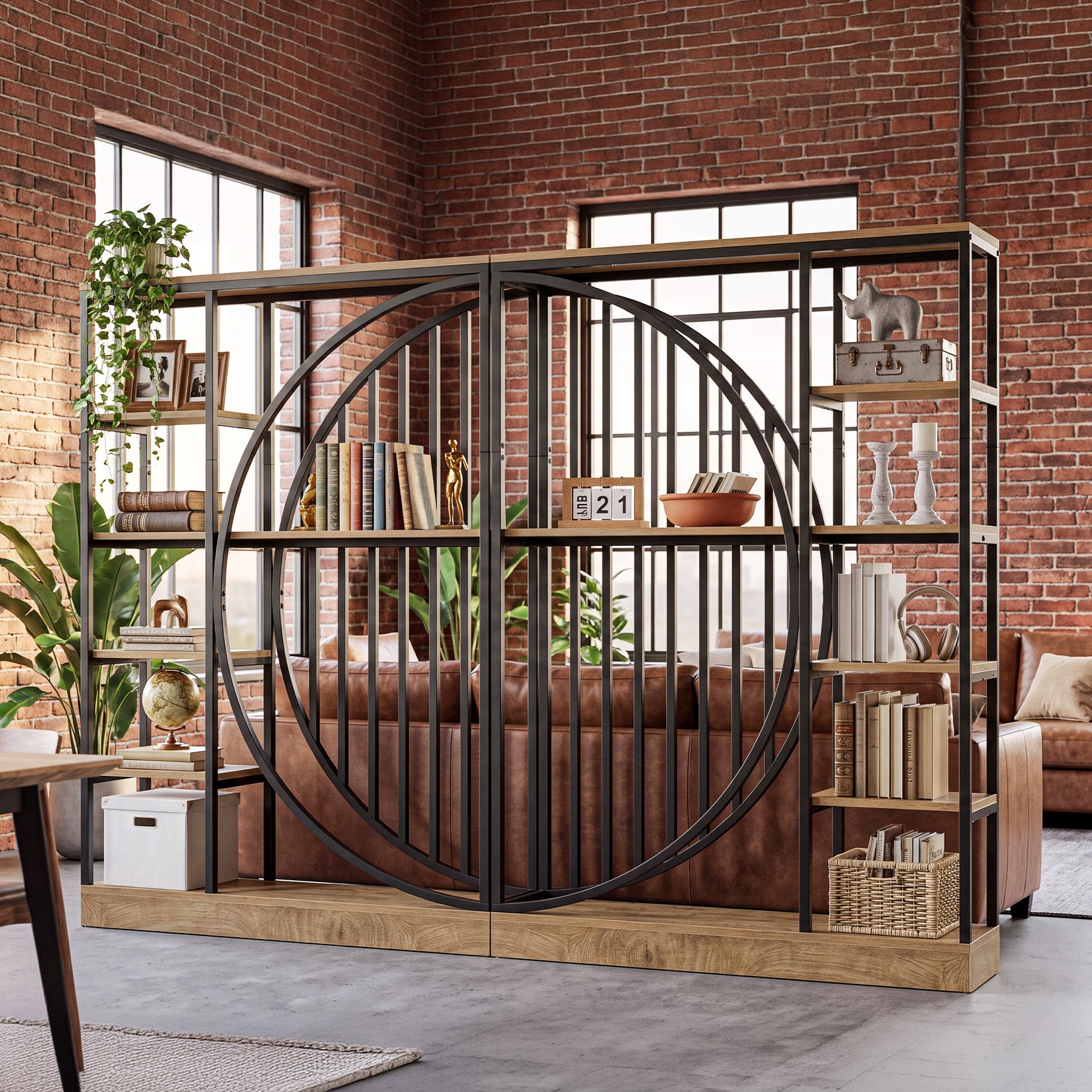 Tribesigns 70.9-Inch 5-Tier Bookshelf Room Divider, Reversible Display Shelf for Home Office