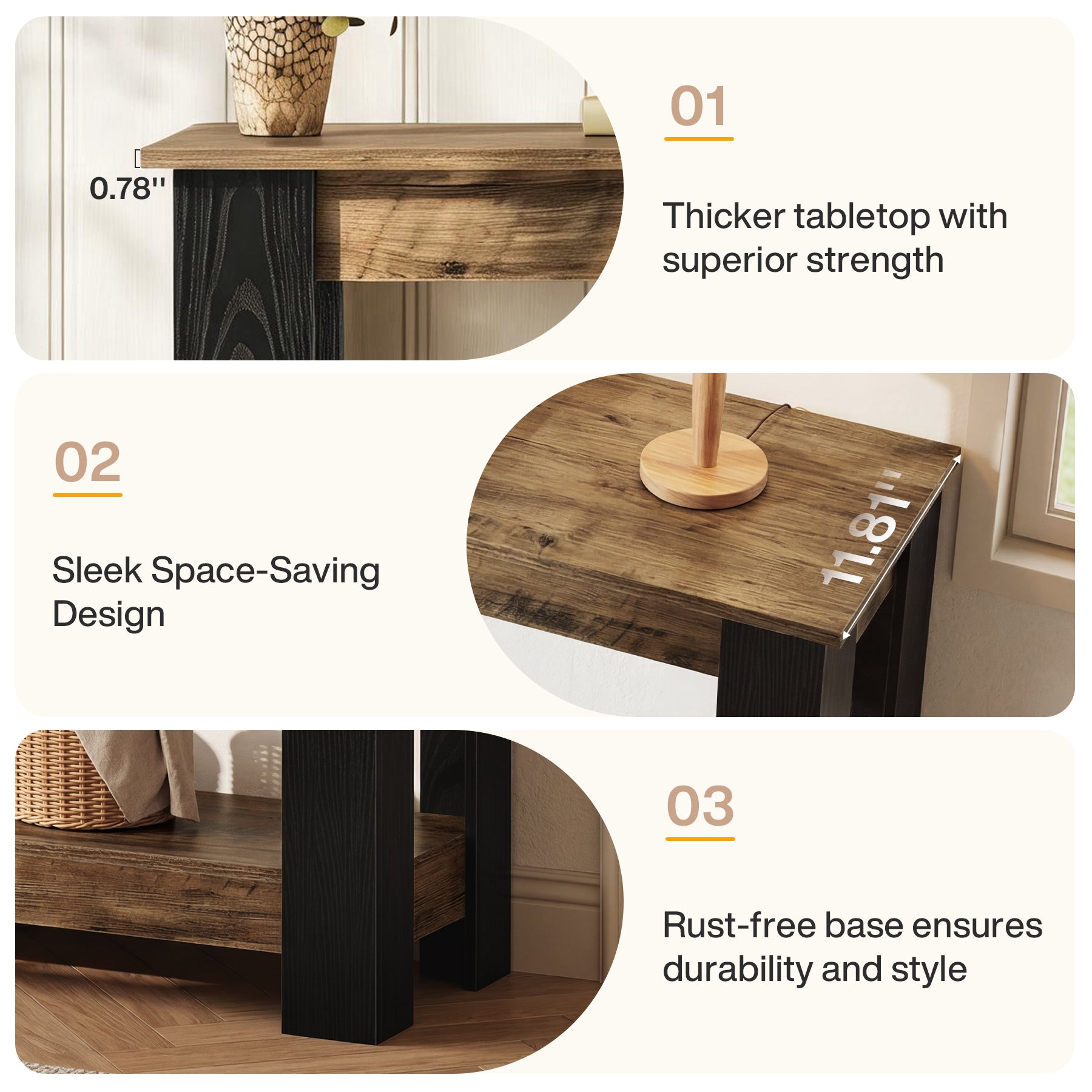 41-Inch Narrow Console Table with 2-Tier Open Storage, Modern Farmhouse Sofa Table for Entryway