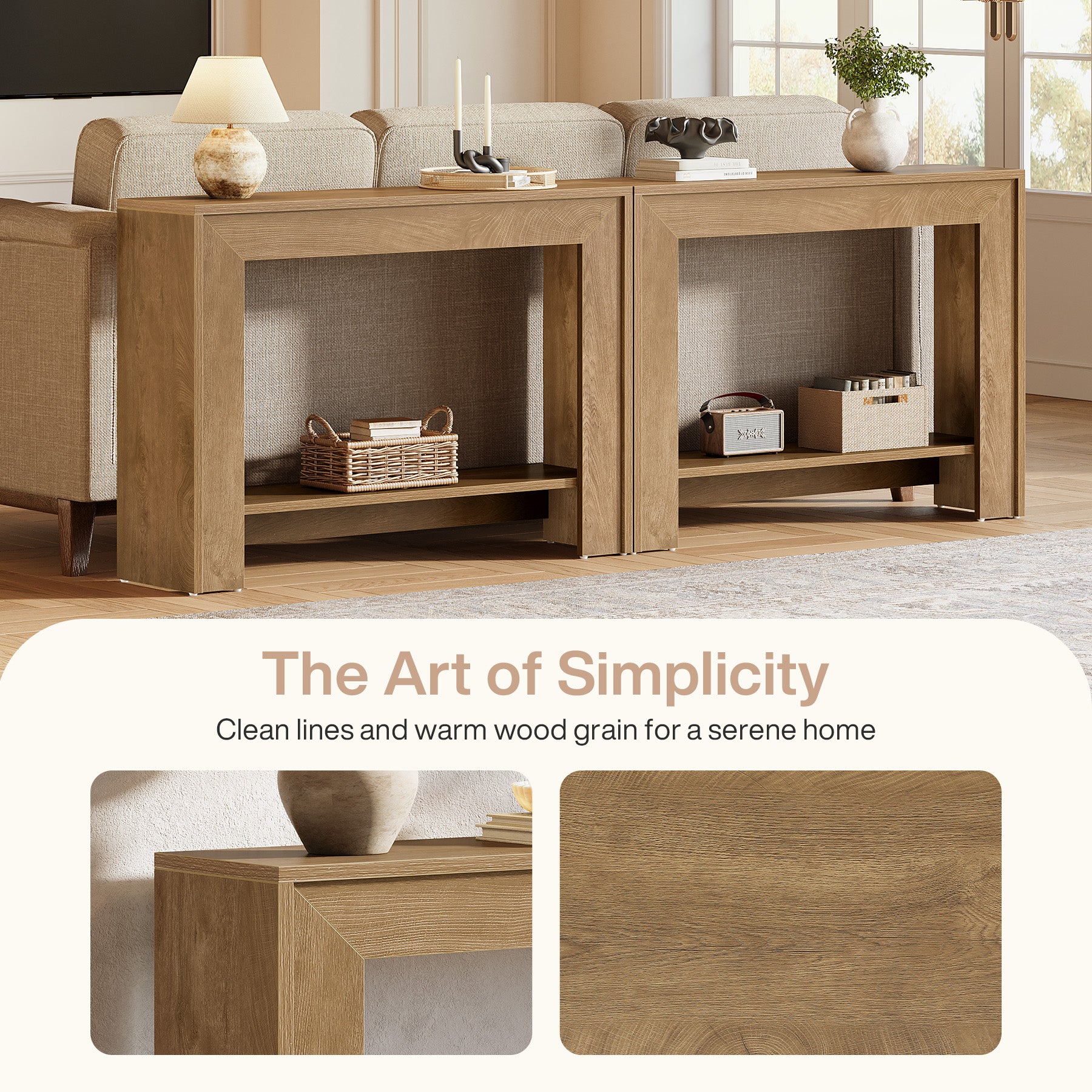 Tribesigns 41.3-Inch Farmhouse Console Table with 2-Tier Open Storage, Narrow Entryway Sofa Table for Living Room Hallway and Foyer
