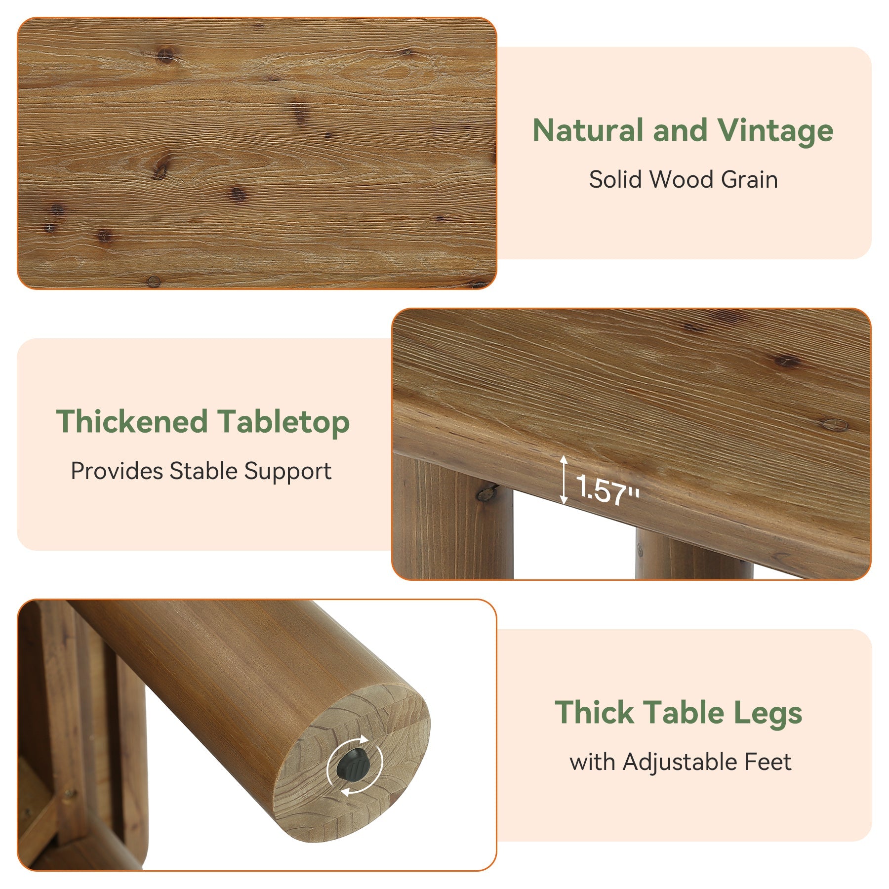 Tribesigns 47.2-Inch Solid Wood Coffee Table with Rectangular Tabletop