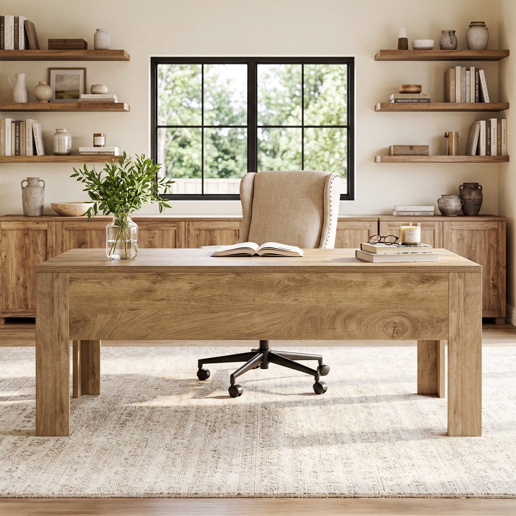 Tribesigns 63-Inch Modern Home Office Desk, Large Wooden Computer Desk for Study and Office