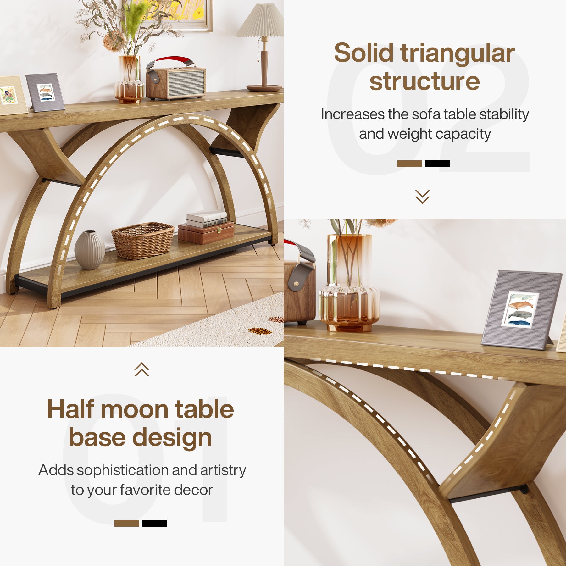 Tribesigns 70.87-Inch Rustic Console Table with Storage Shelf, Narrow Sofa Table for Entryway and Hallway