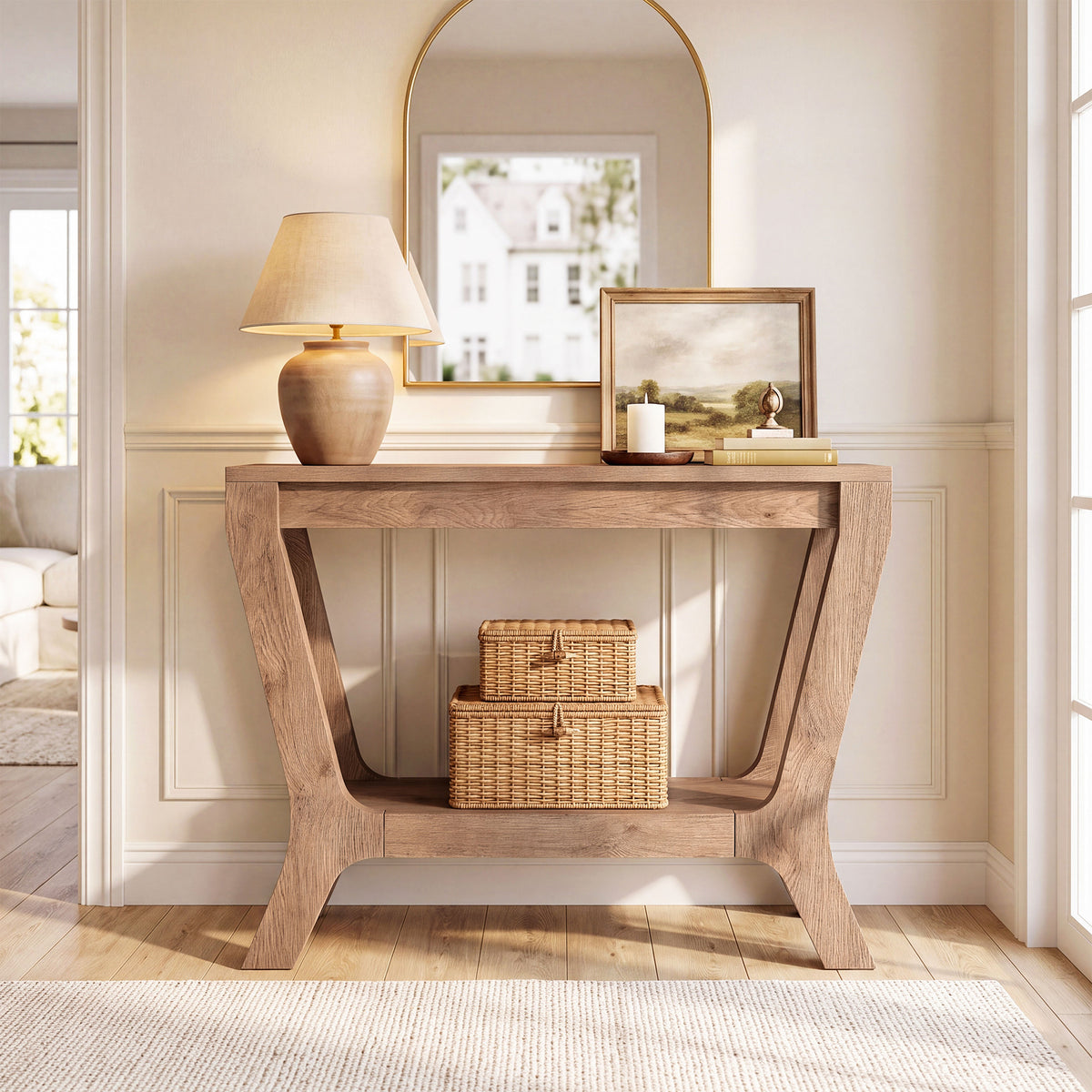 Tribesigns 41 Inch Console Table with 2-Tier Storage, Farmhouse Entryway Table for Sofa and Hallway Spaces