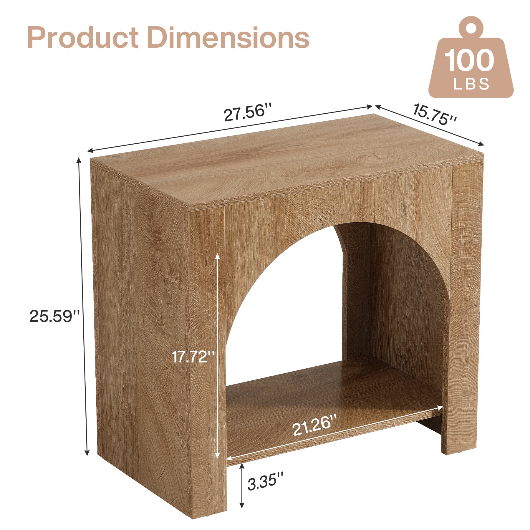 Tribesigns 27.6 Inch Farmhouse Side Table with Storage, Large Wooden End Table with Cabinet Shelf for Living Room