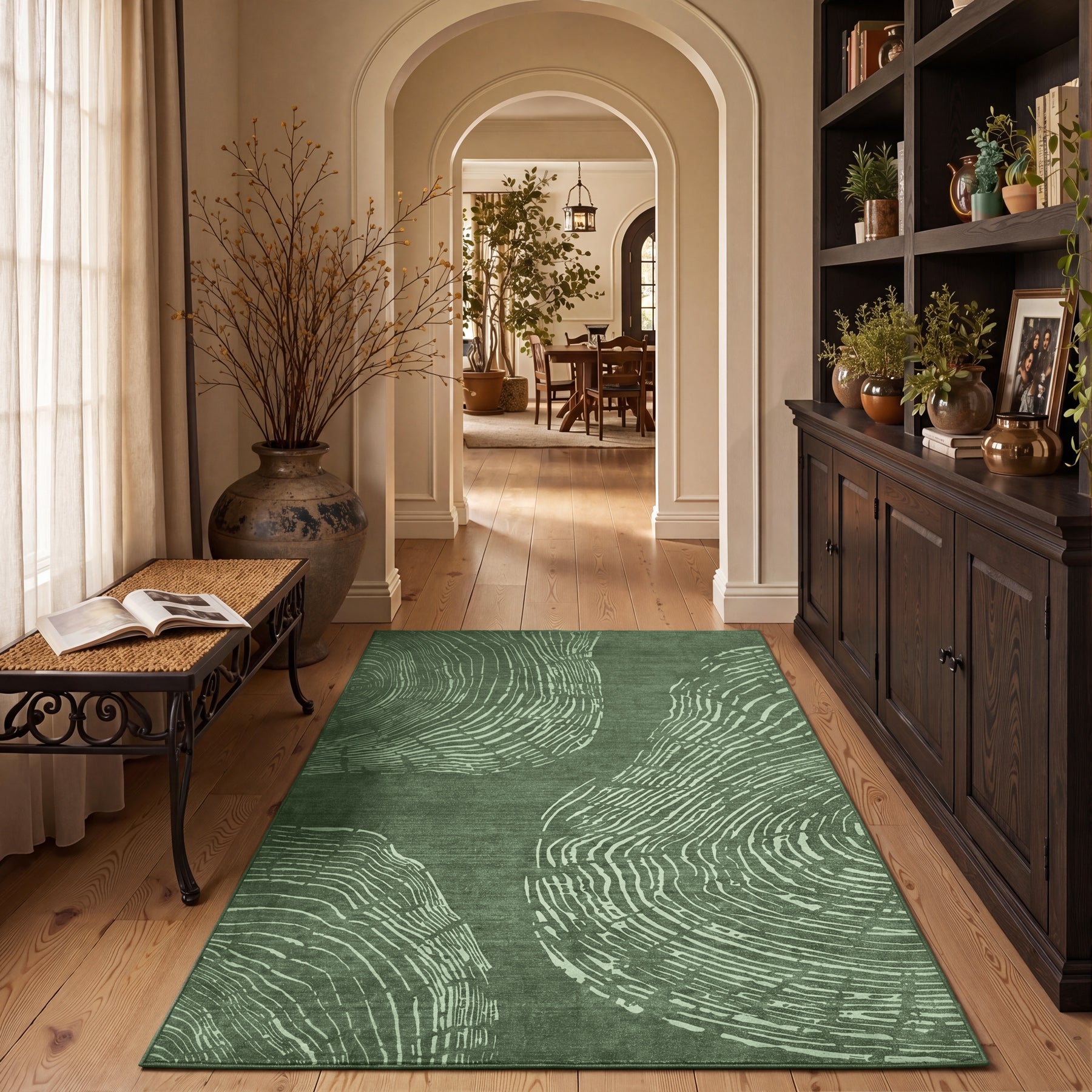 Tribesigns Washable Living Room Rug, Soft Low-Pile Rug with Abstract Pattern, Minimalist Boho Style, Non-Slip