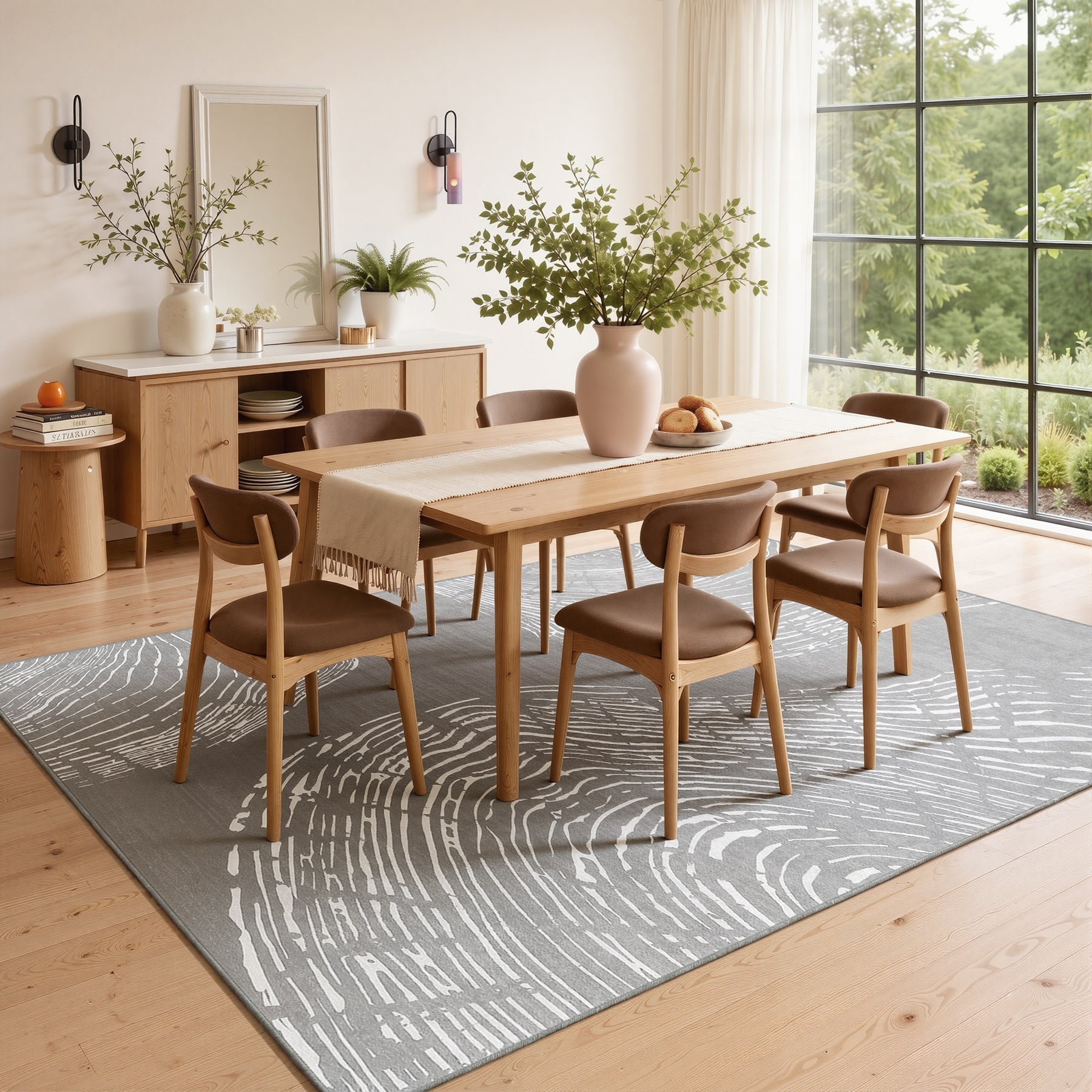 Tribesigns Washable Living Room Rug, Soft Low-Pile Rug with Abstract Pattern, Minimalist Boho Style, Non-Slip