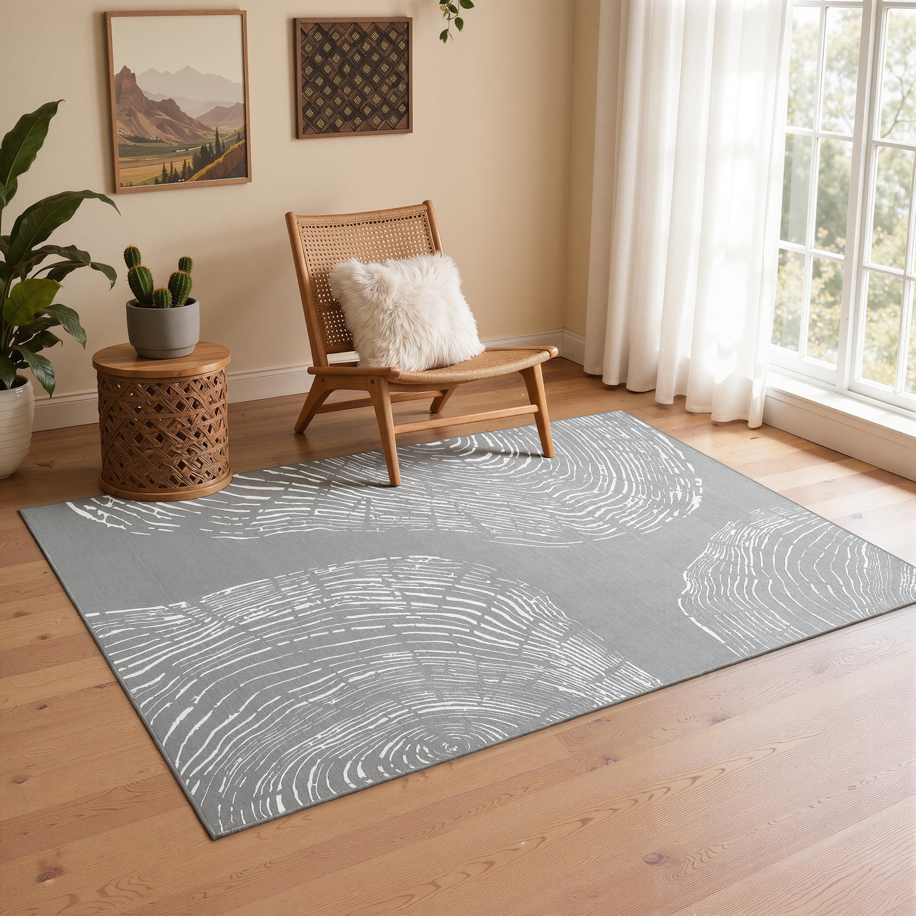 Tribesigns Washable Living Room Rug, Soft Low-Pile Rug with Abstract Pattern, Minimalist Boho Style, Non-Slip