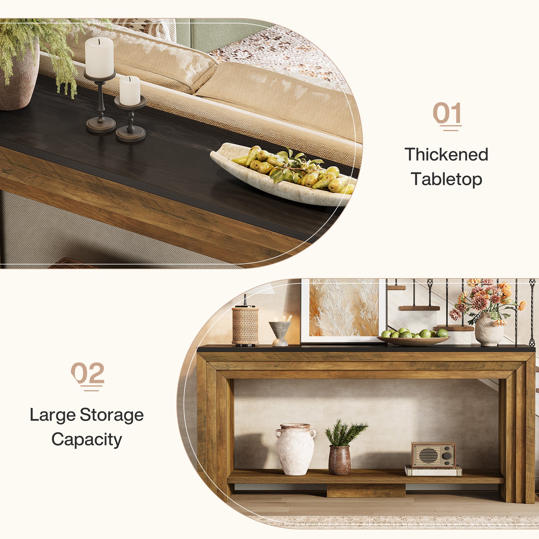 70.9-Inch Farmhouse Narrow Console Table with Storage, Wooden Sofa Table for Entryway