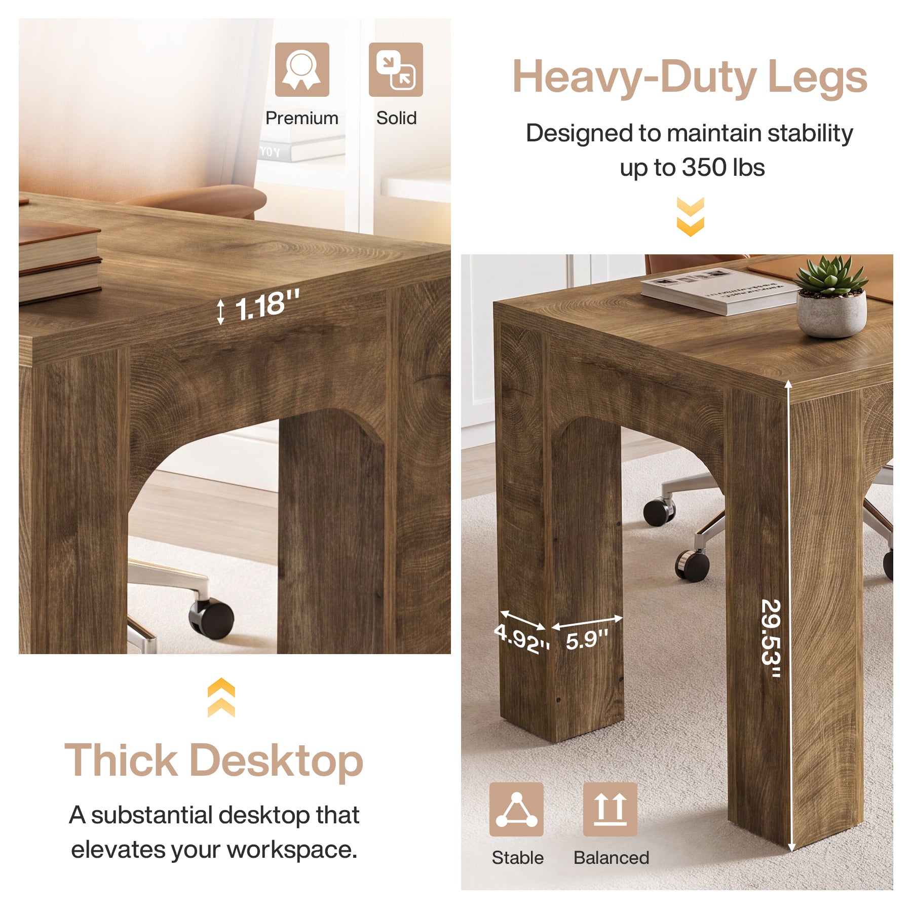 Tribesigns 70.9-Inch Two Person Desk with Thick Top, Extra Long Computer Desk for Home Office