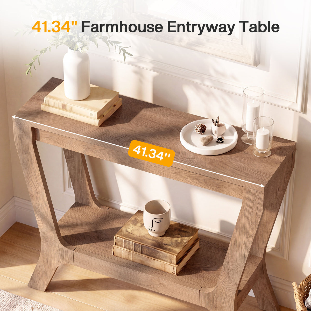 Tribesigns 41 Inch Console Table with 2-Tier Storage, Farmhouse Entryway Table for Sofa and Hallway Spaces