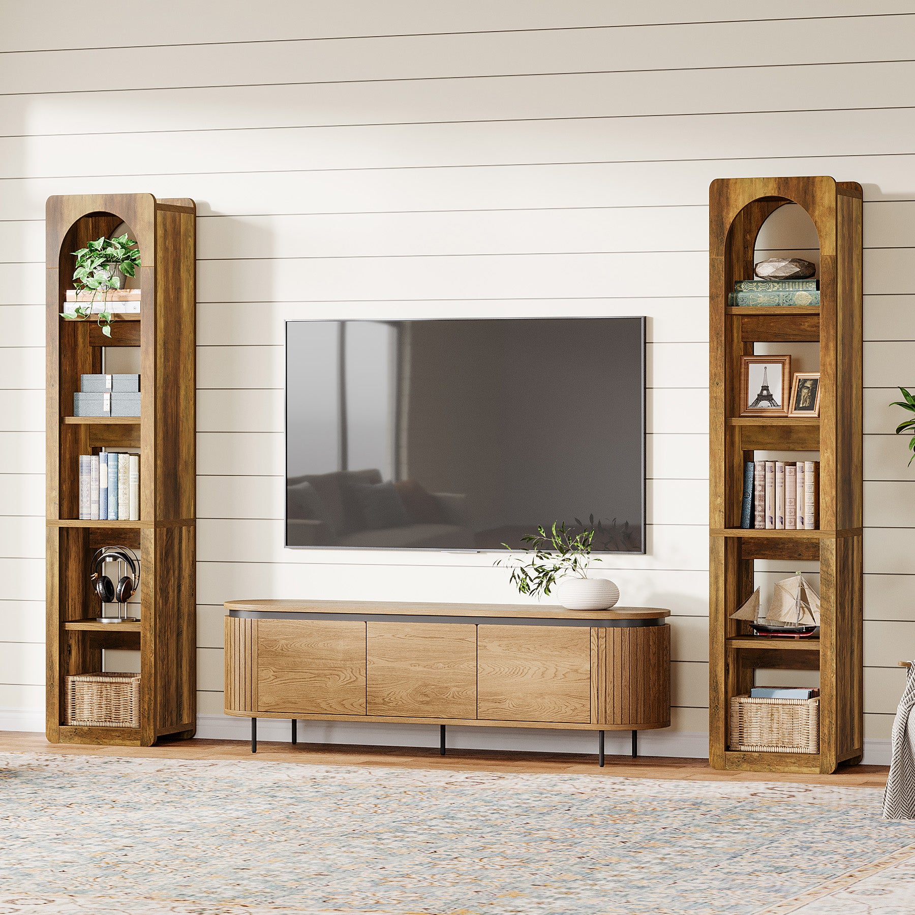 70.86" Tall Narrow Bookshelf, 5-Tier Slim Bookcase with Open Shelves for Small Spaces