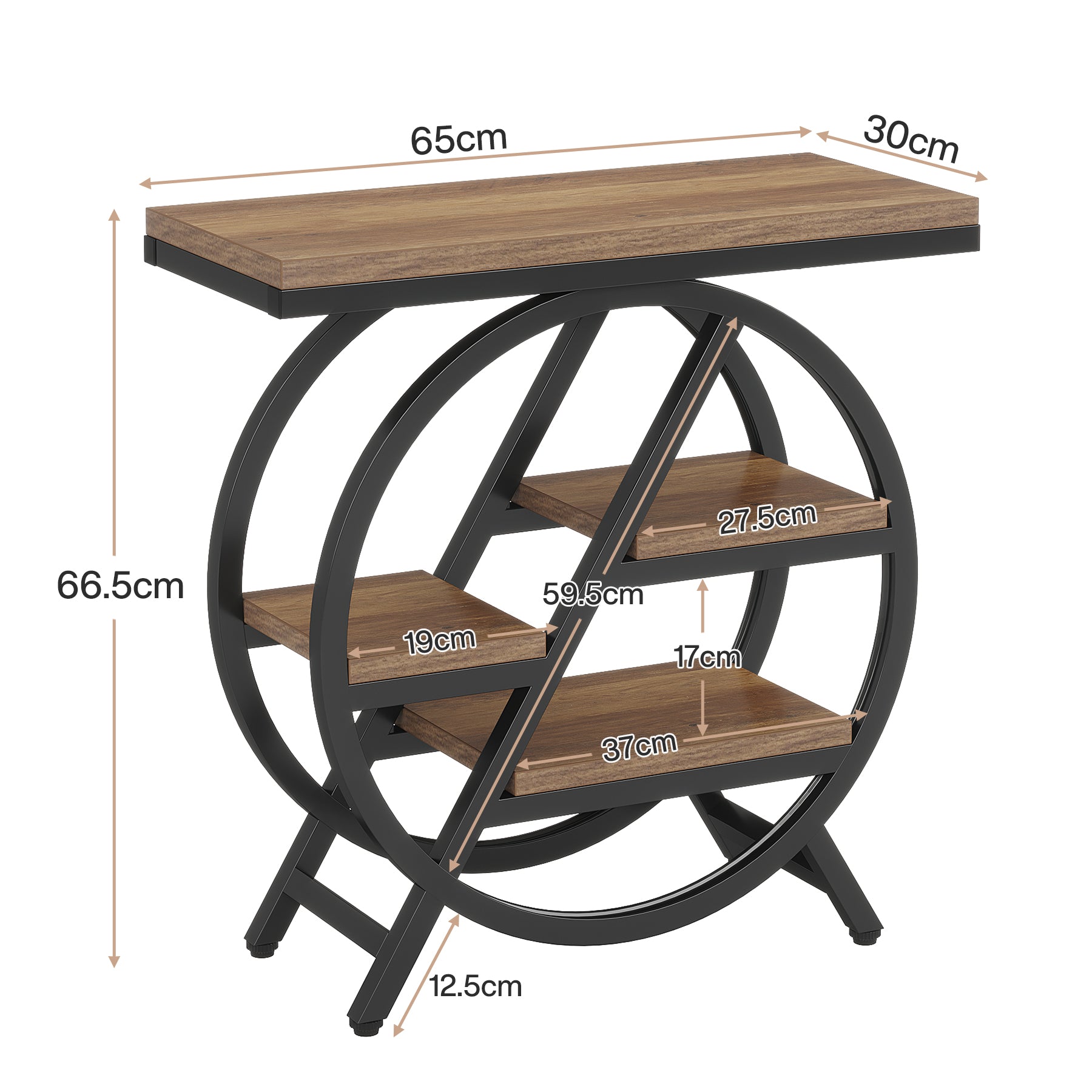 4-Tier End Table, Small Side Table Snack Table with Storage Shelves