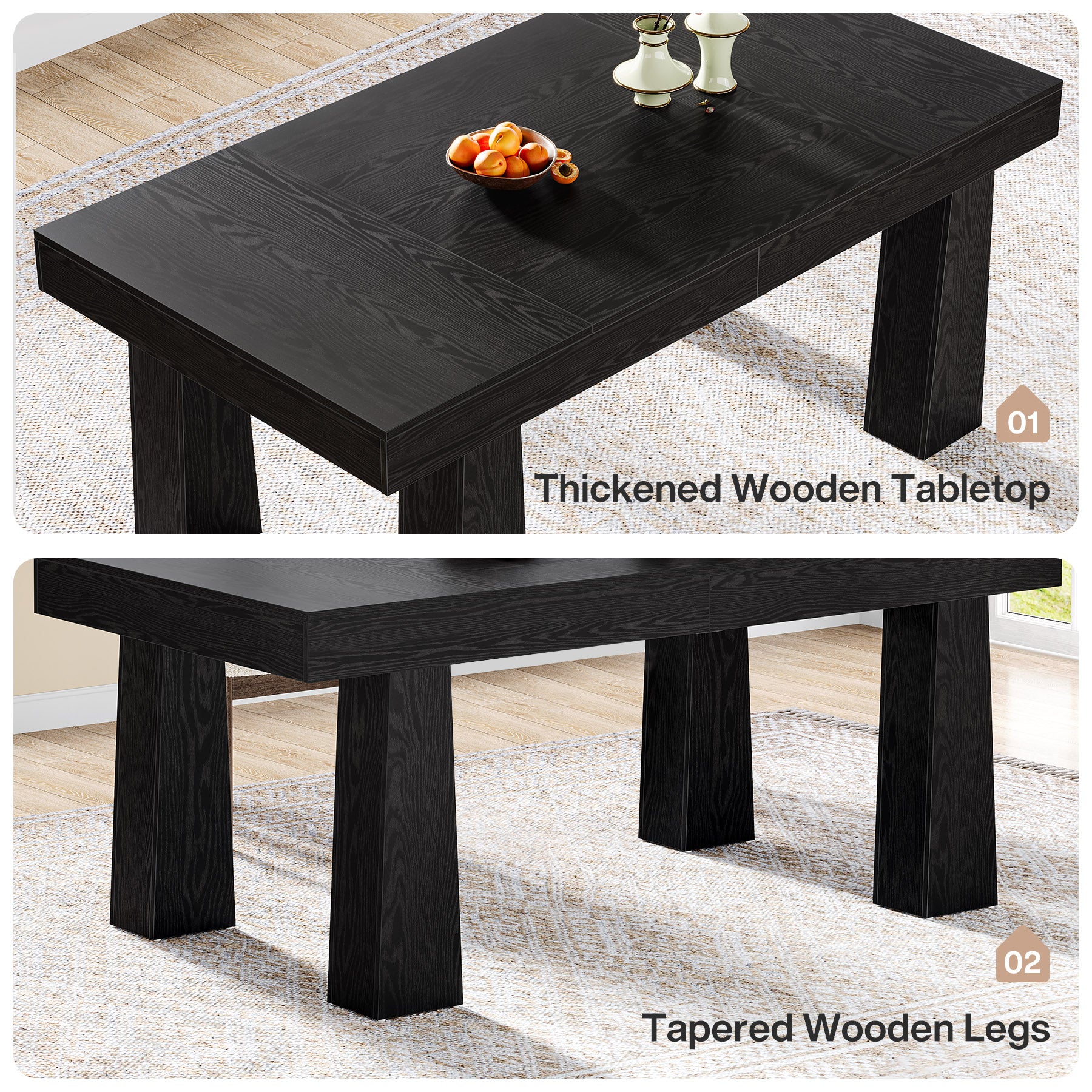 Tribesigns 63" Dining Table, Rectangular Kitchen Table for Dining Room