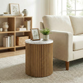 Tribesigns 17.72" Round Side Table, Faux Marble End Table with Fluted Base for Living Room 3