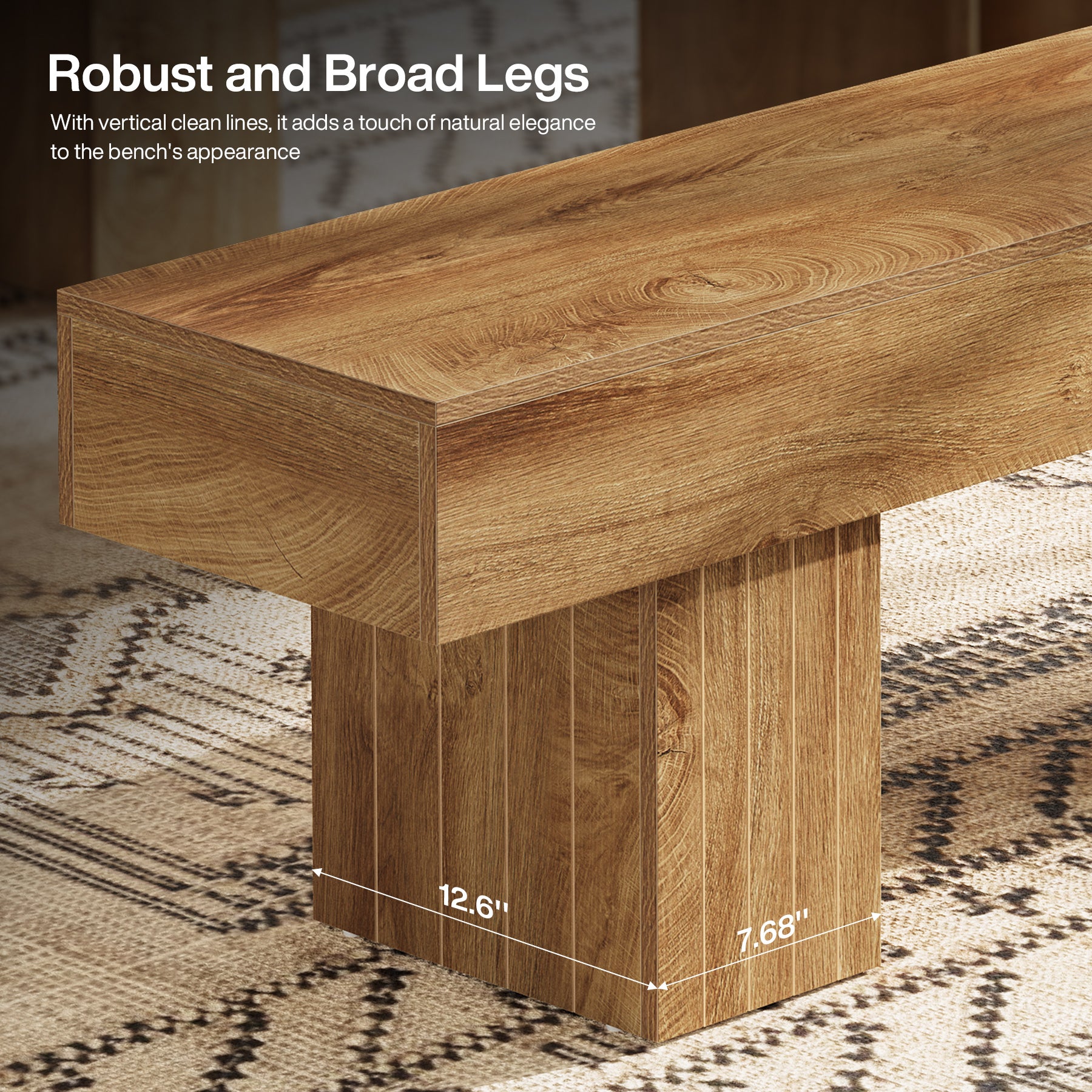 Tribesigns 55-Inch Wooden Entryway Bench with Broad Legs, Farmhouse Indoor Bench with 330 lb Capacity