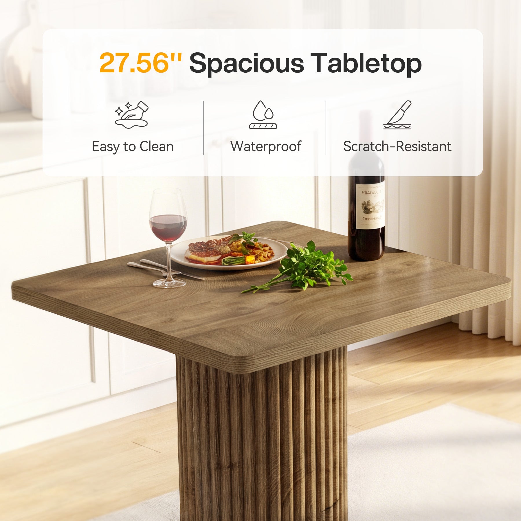 Tribesigns 39-Inch Square Bar Table, Wooden Bistro Table with Footrest for Kitchen and Cafe