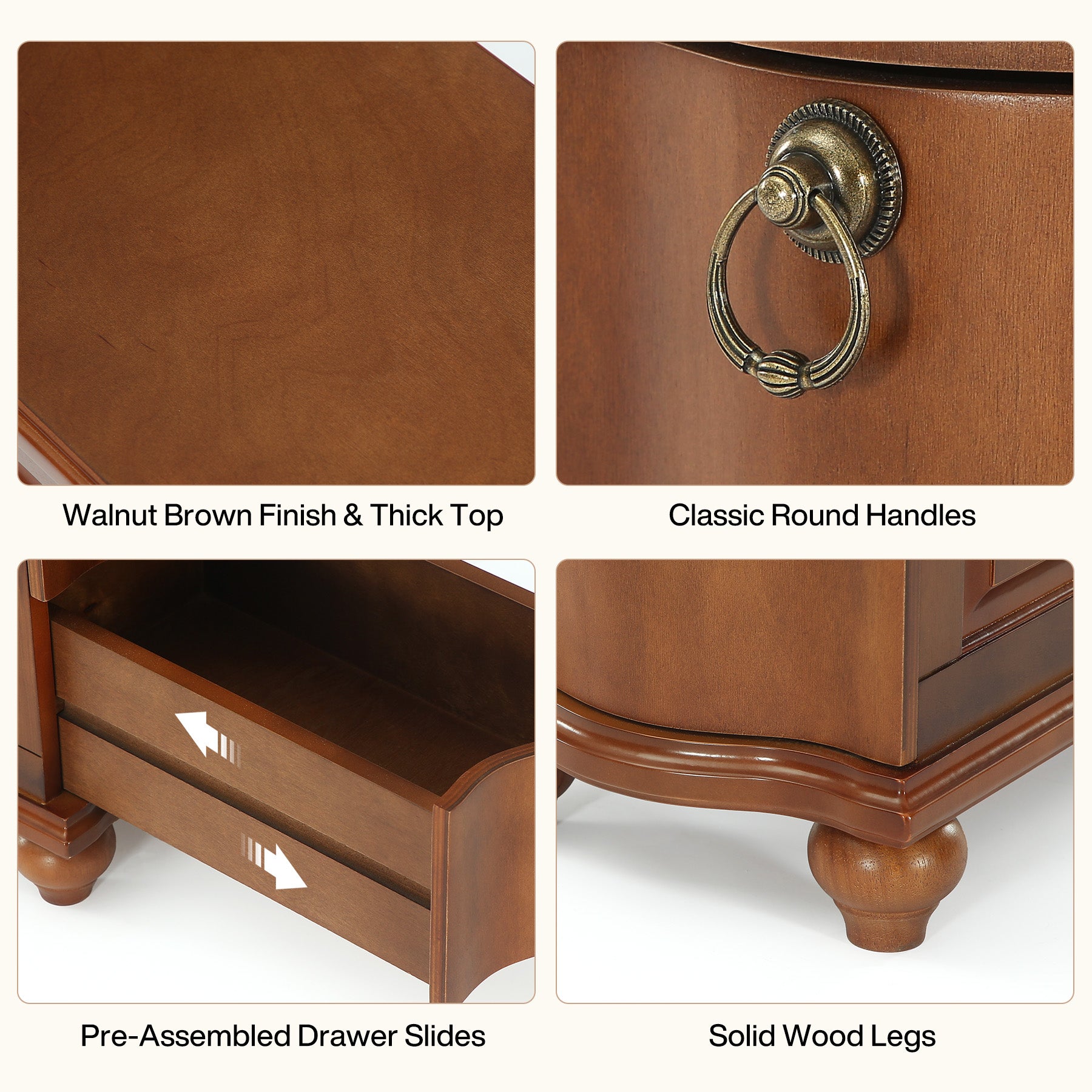 Tribesigns 11.02-Inch Wide Fully Assembled End Table with 3 Drawers, Narrow Walnut Brown Side Table for Bedside Living Room