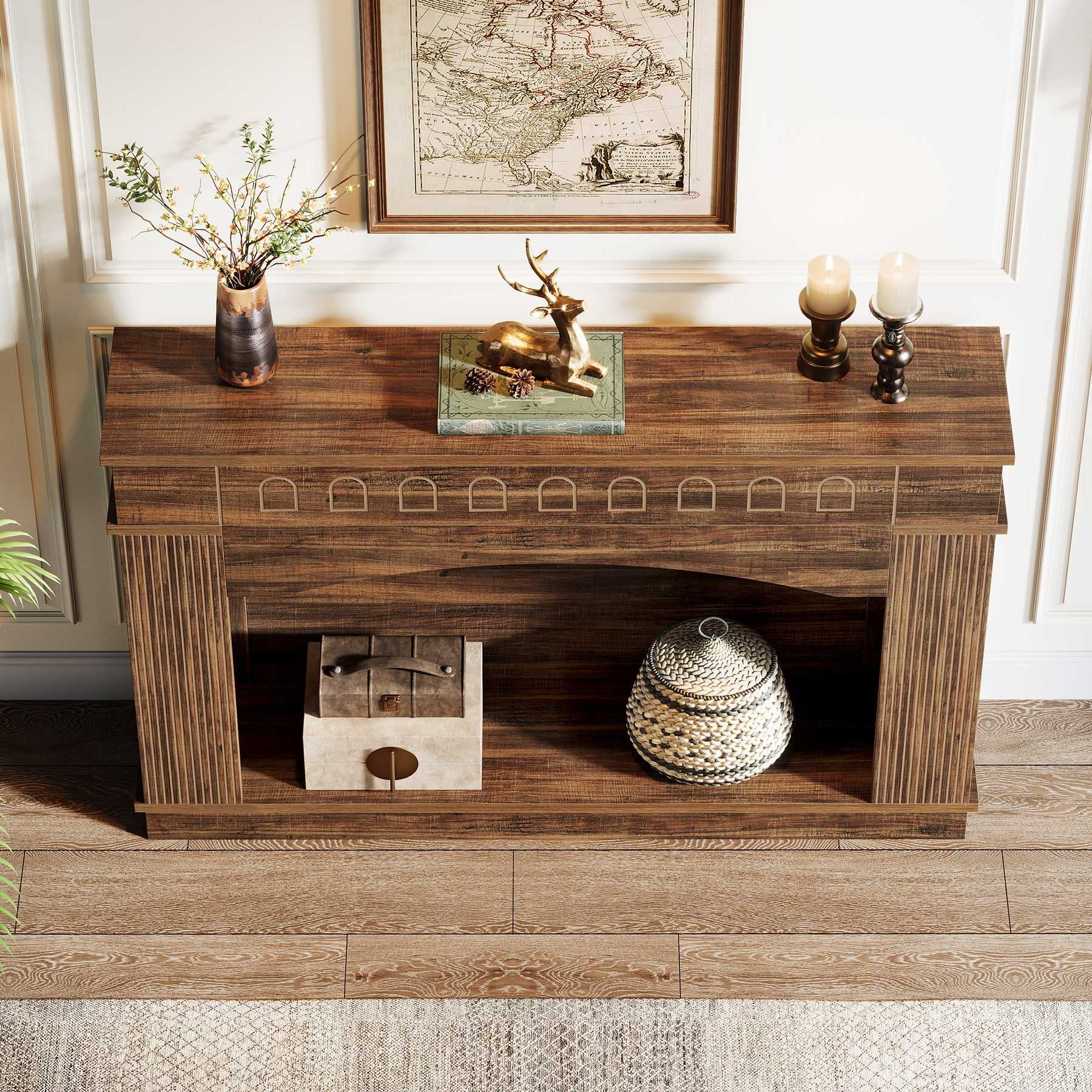 47" Farmhouse Console Table, 2-Tier Sofa Table Entryway Table