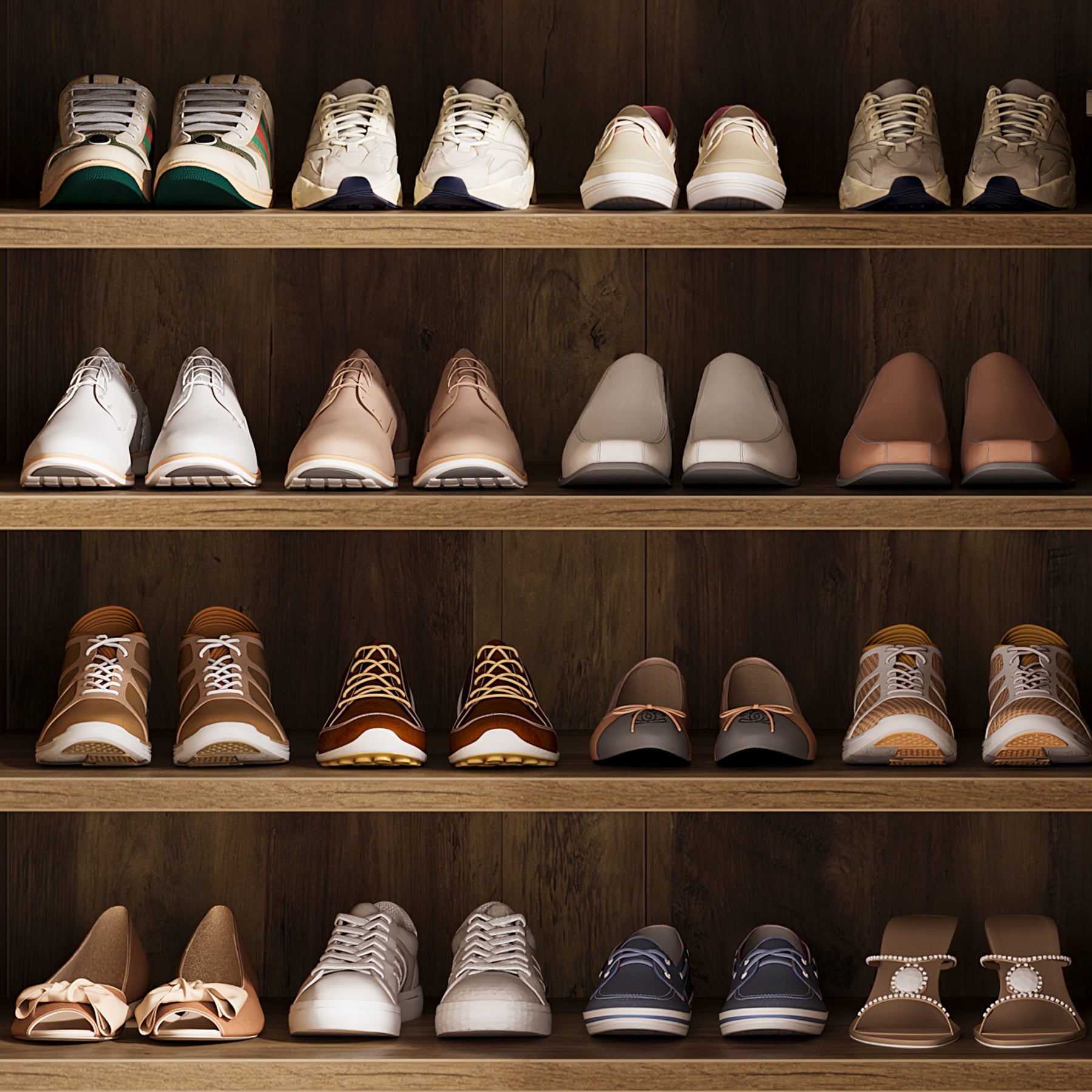 Free-Standing Shoe Cabinet, Narrow Farmhouse Wooden Organizer with 6 Shelves