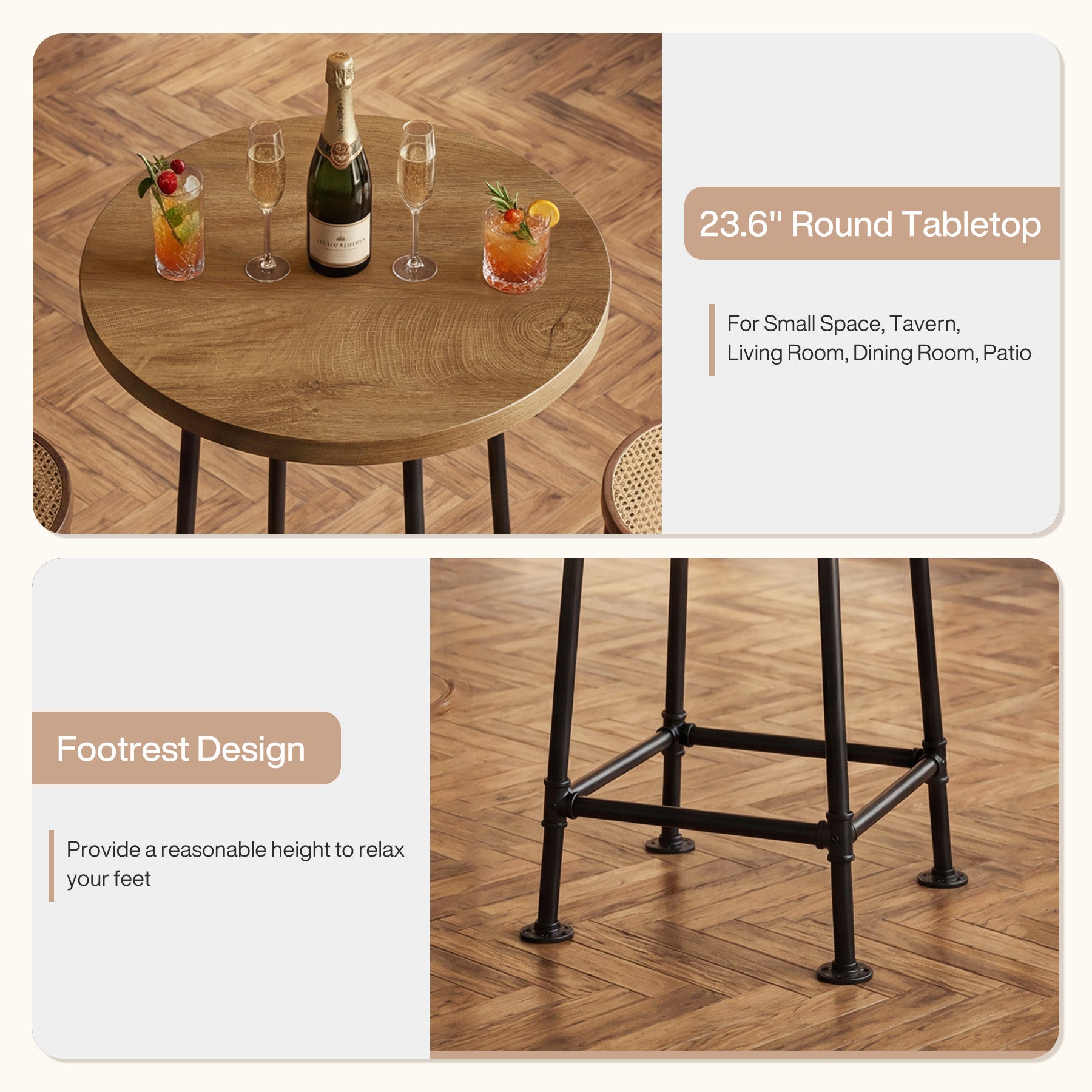 Tribesigns 37.4-Inch Round Bar Table, High Top Pub Table for Small Spaces