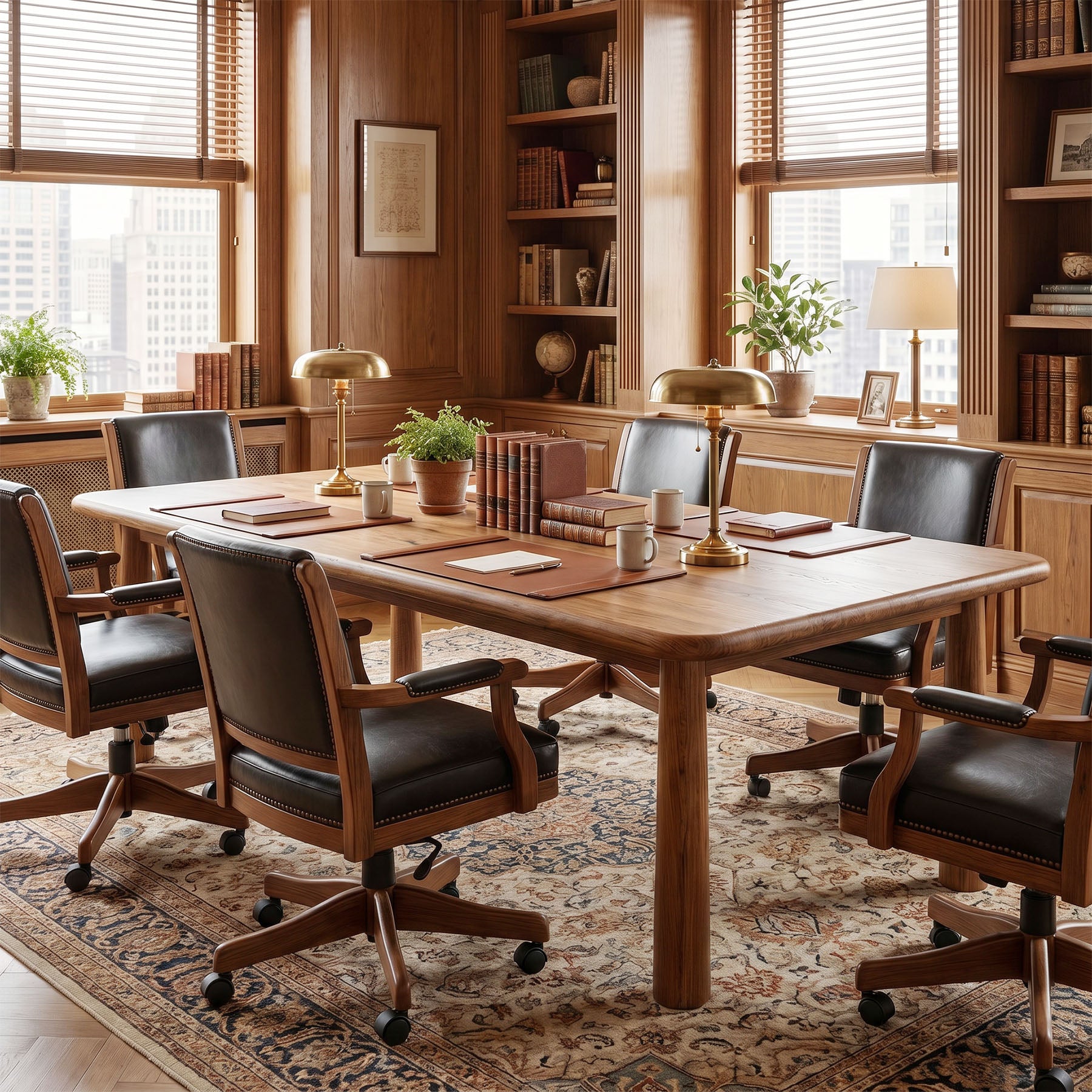 63-Inch Solid Wood Executive Desk with Heavy Duty Legs, Large Office Computer Desk for Home Office