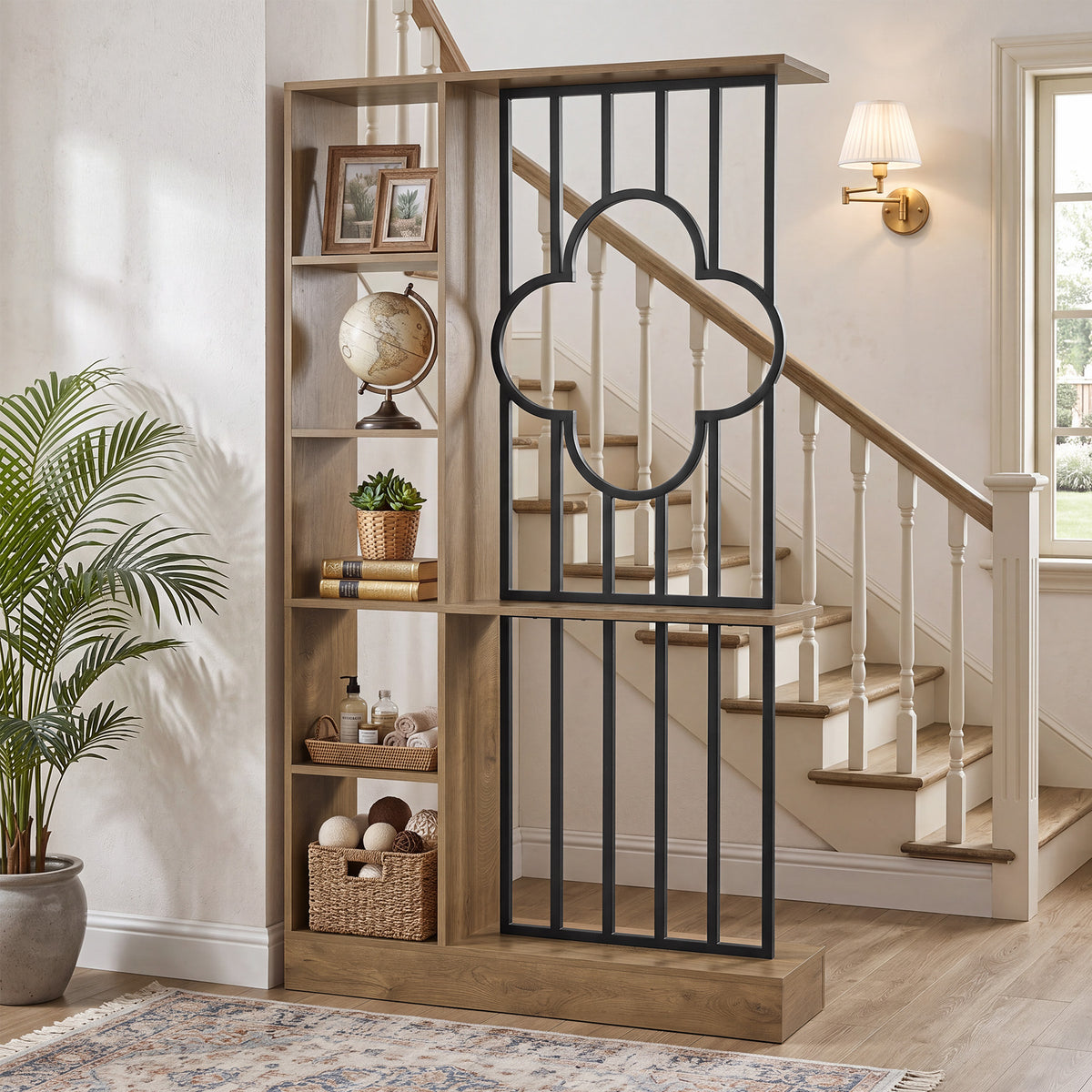 Tribesigns 71" Tall Room Divider with Open Shelves, Freestanding Partition Shelf for Living Room