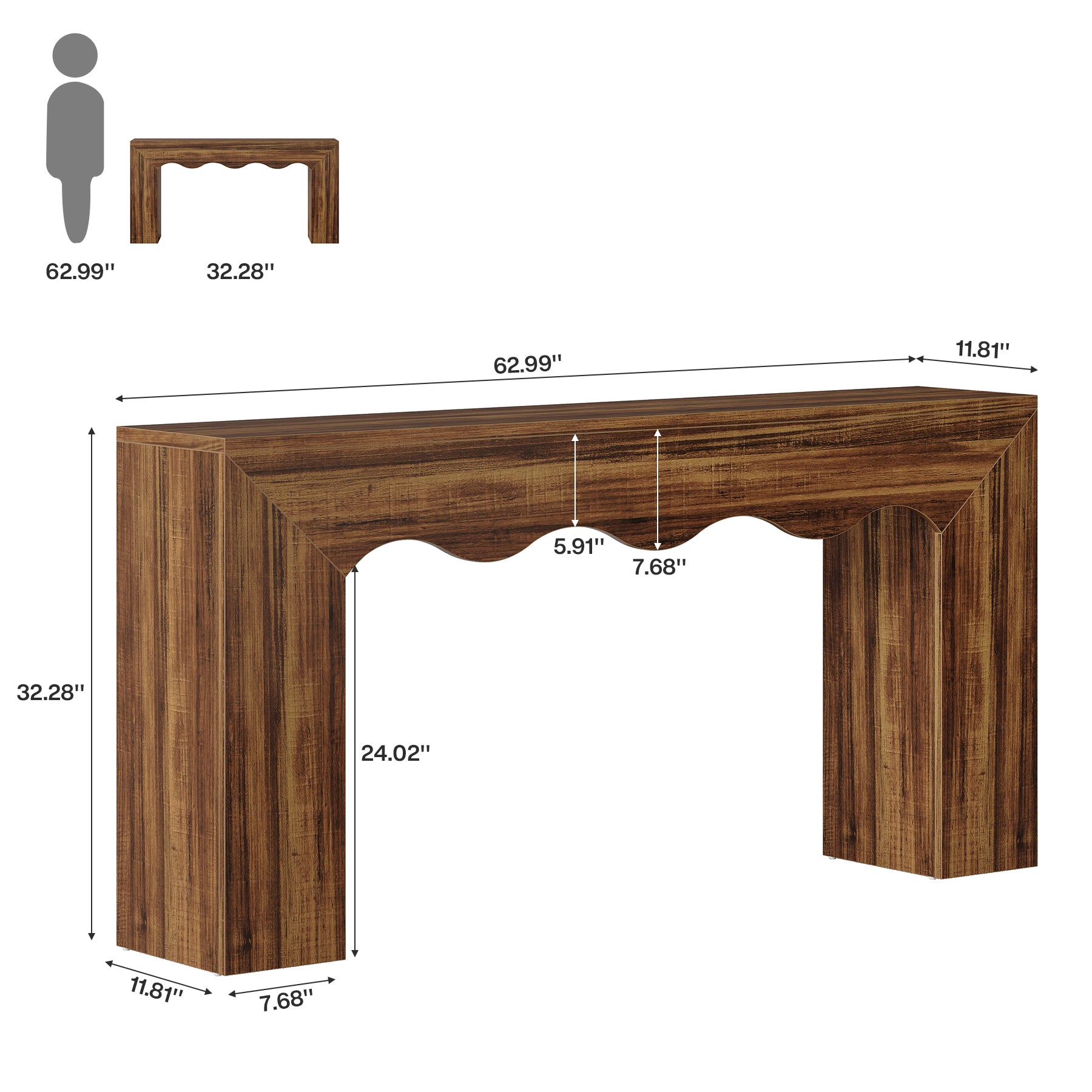 The Homestead Haven, 63" Narrow Farmhouse Console Table with Storage Base