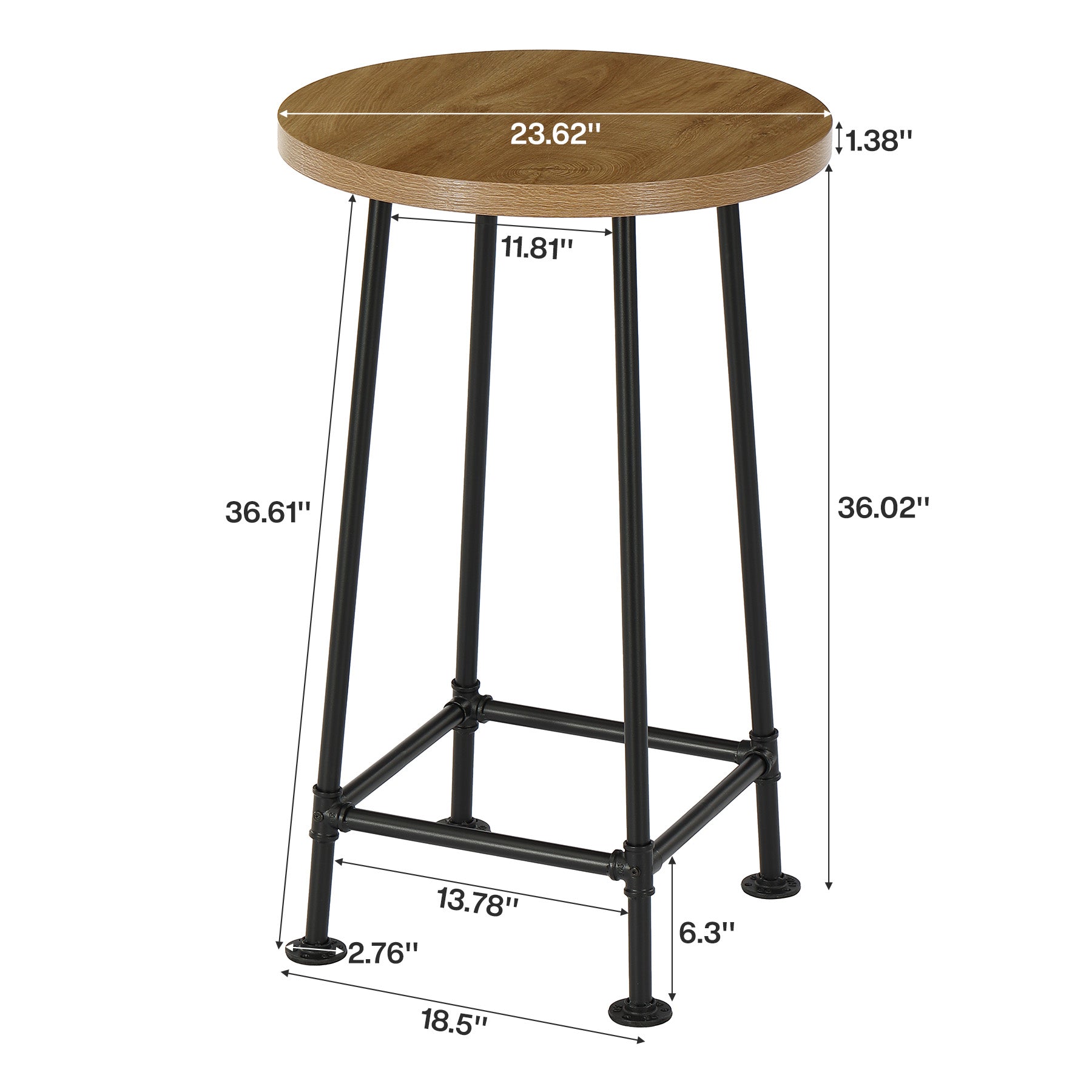 Tribesigns 37.4-Inch Round Bar Table, High Top Pub Table for Small Spaces
