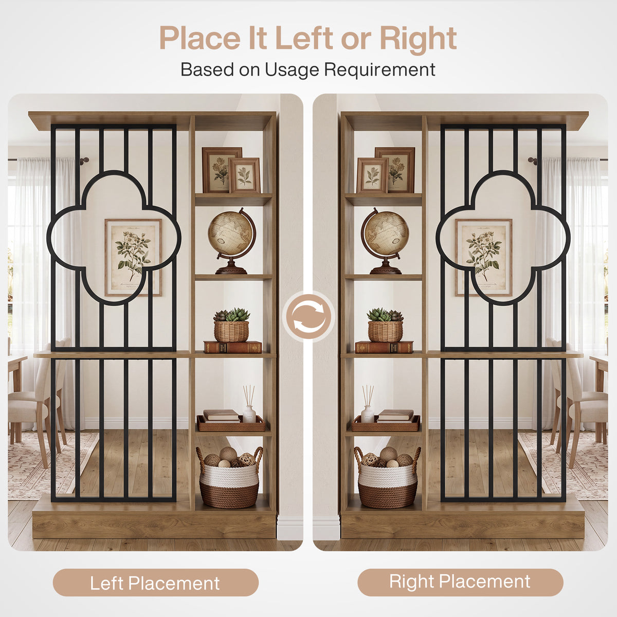 Tribesigns 71" Tall Room Divider with Open Shelves, Freestanding Partition Shelf for Living Room