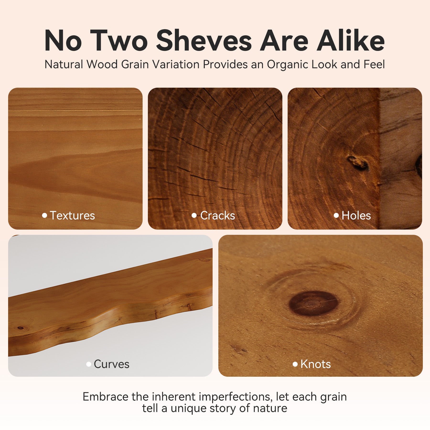 Tribesigns 47.24" Solid Wood Floating Shelves Set of 3 with Live Edge Design, Wall Decor Storage
