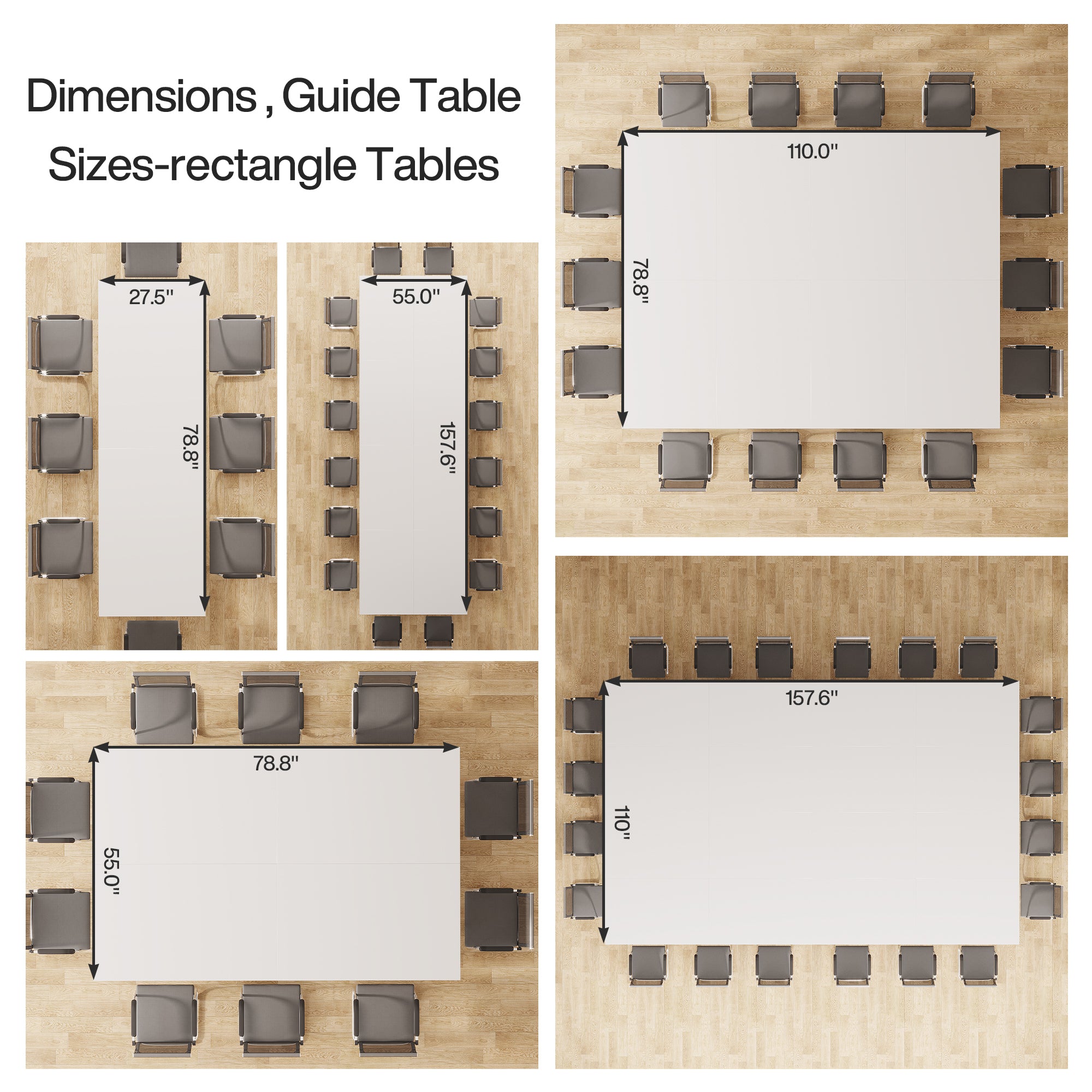 6.5FT Conference Table for 6-8 People, 78-Inch Rectangular Table with Metal Frame